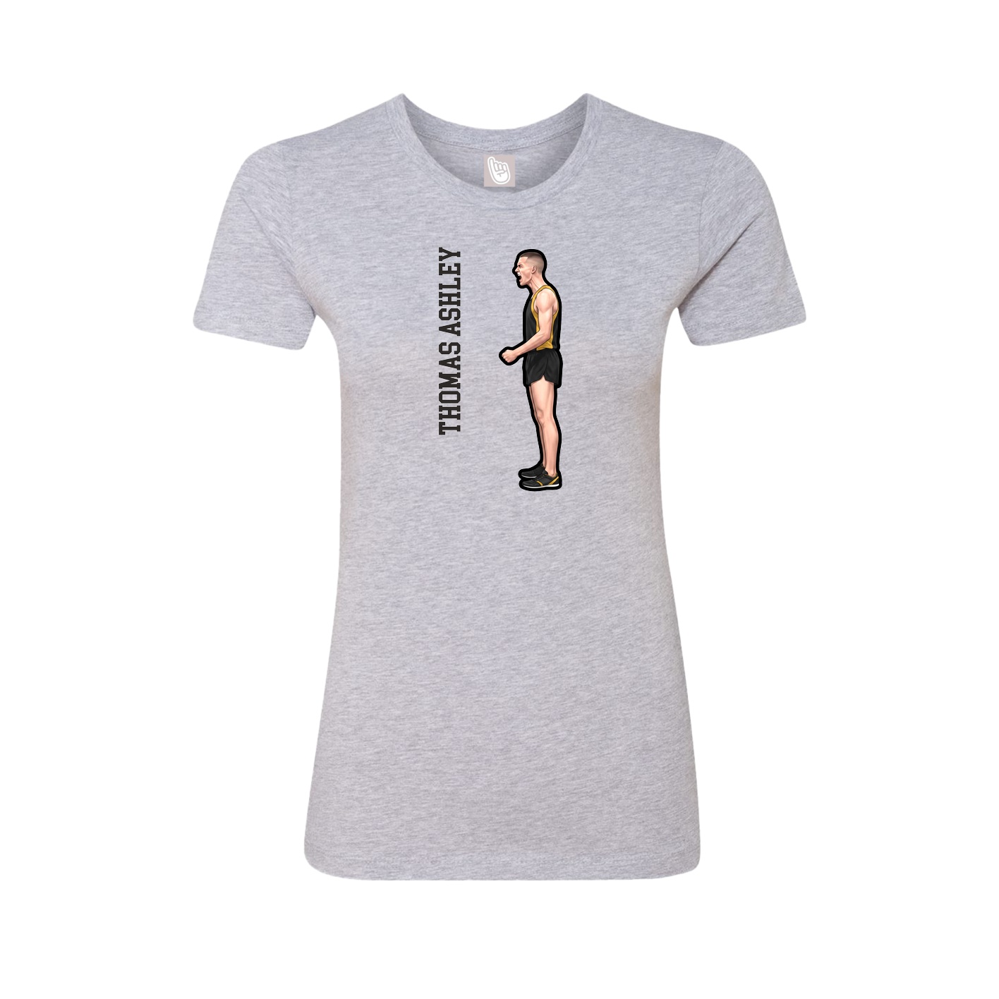 Fitted Women's Tee — Name Vertical in Grey