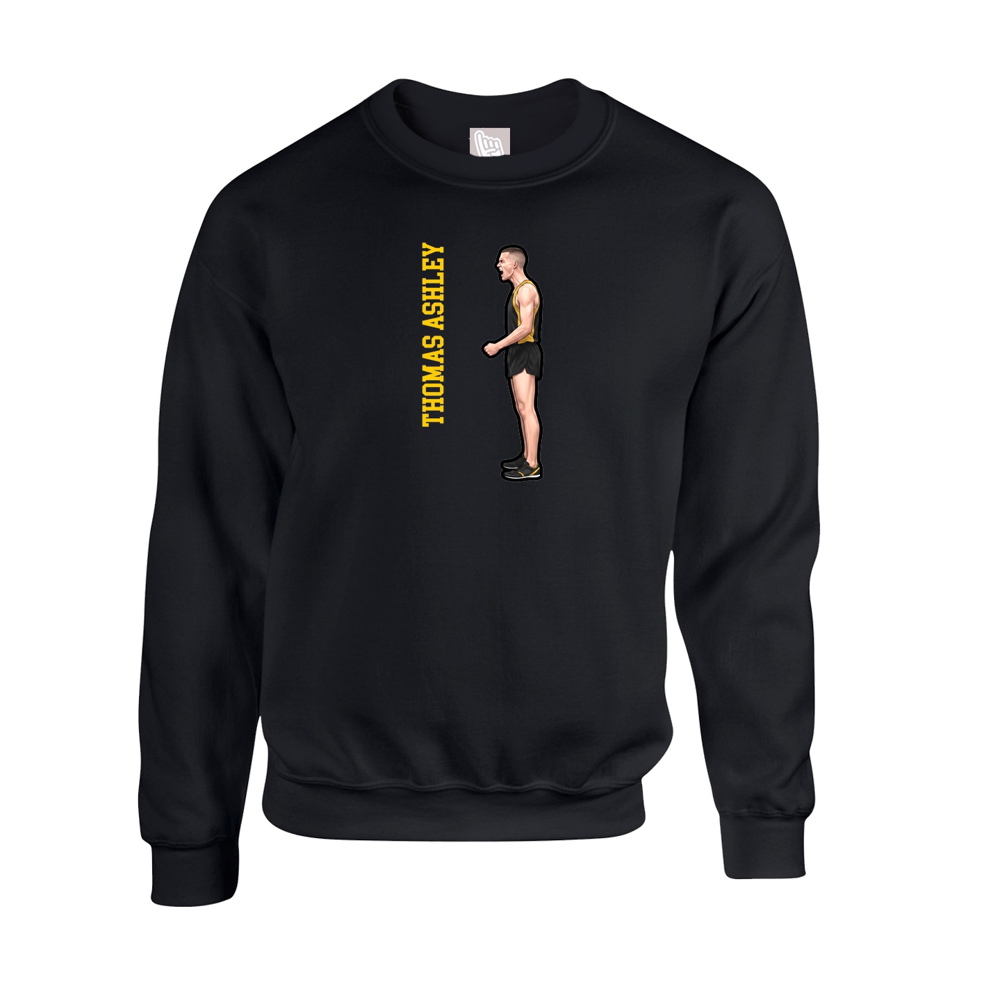 Fleece Crew — Name Vertical in Black