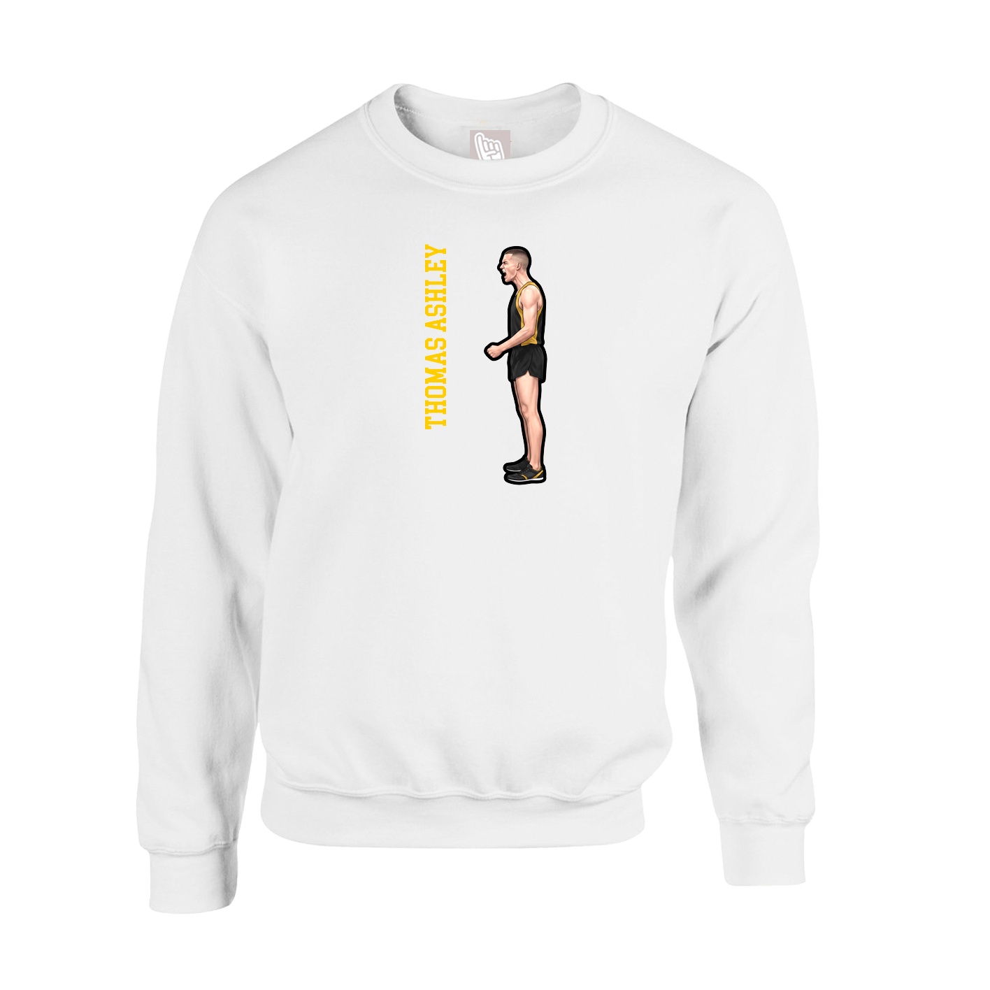 Fleece Crew — Name Vertical in White