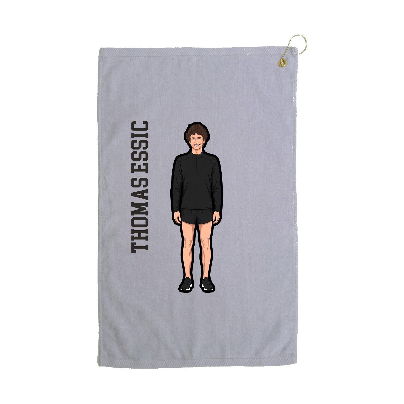 Golf Towel — Name Vertical in Grey