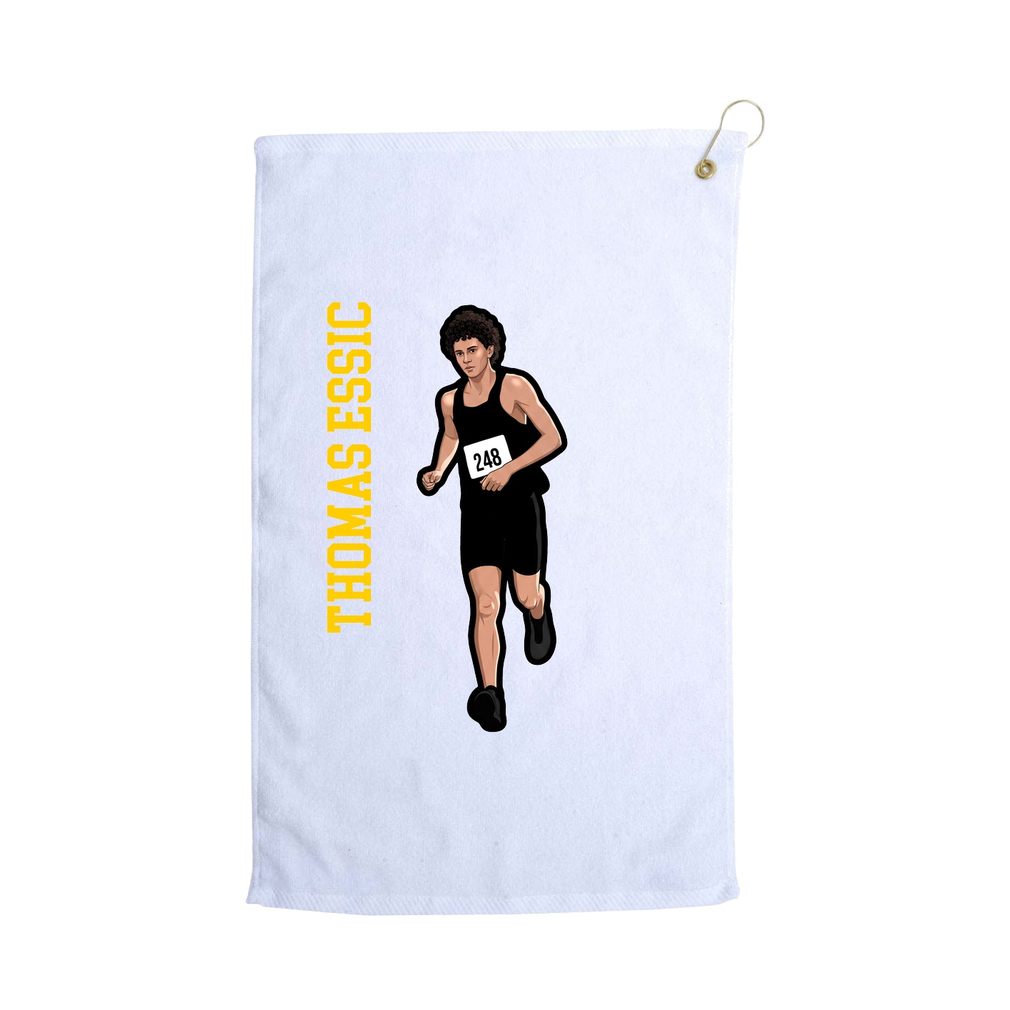 Golf Towel — Name Vertical in White