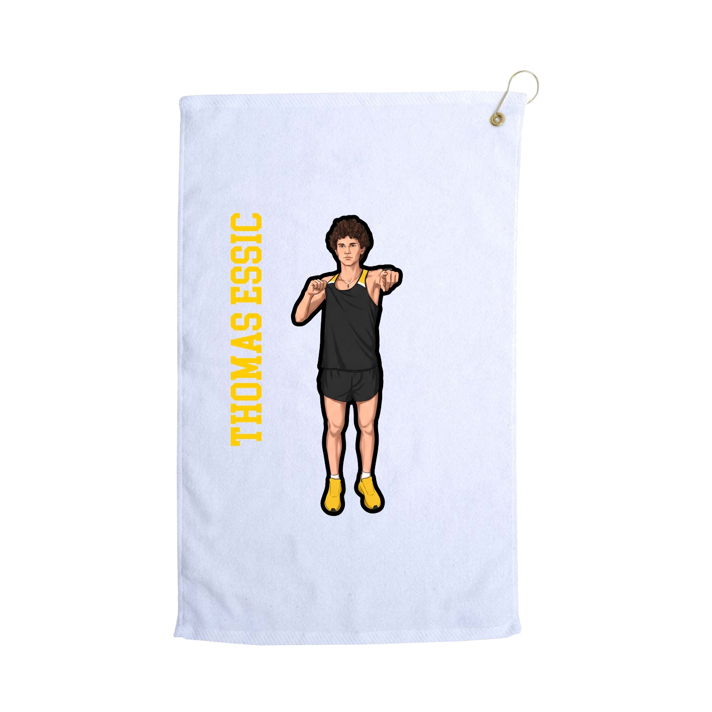 Golf Towel — Name Vertical in White