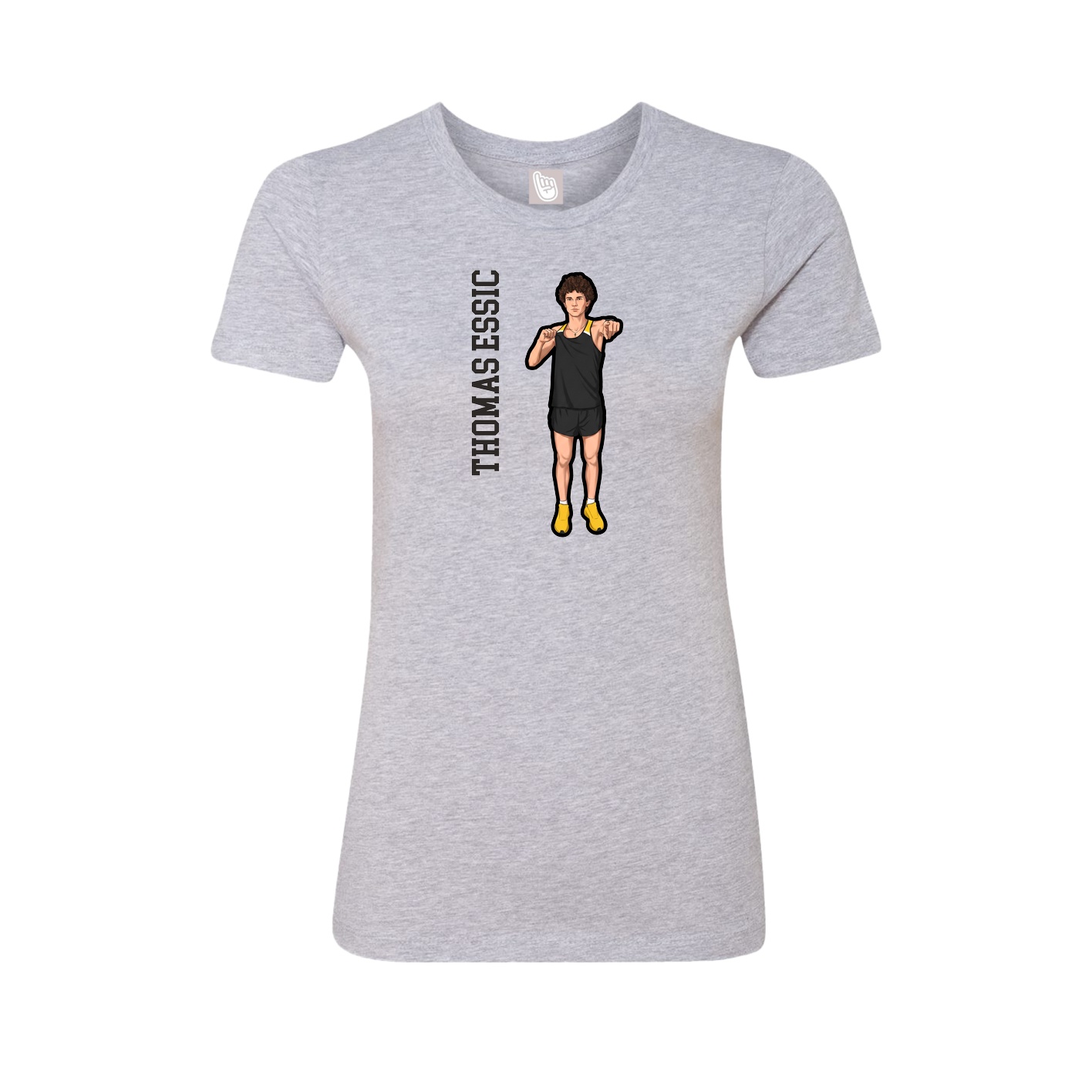 Womens Tee — Name Vertical in Grey