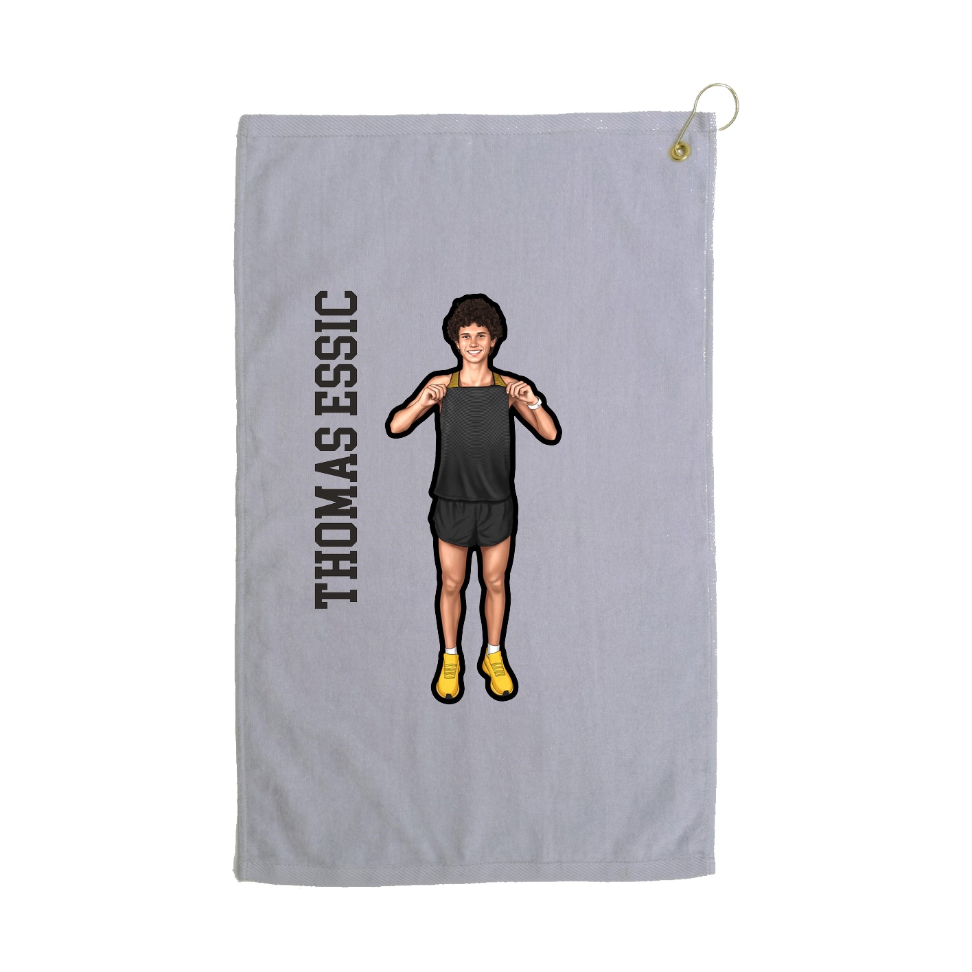 Golf Towel — Name Vertical in Grey