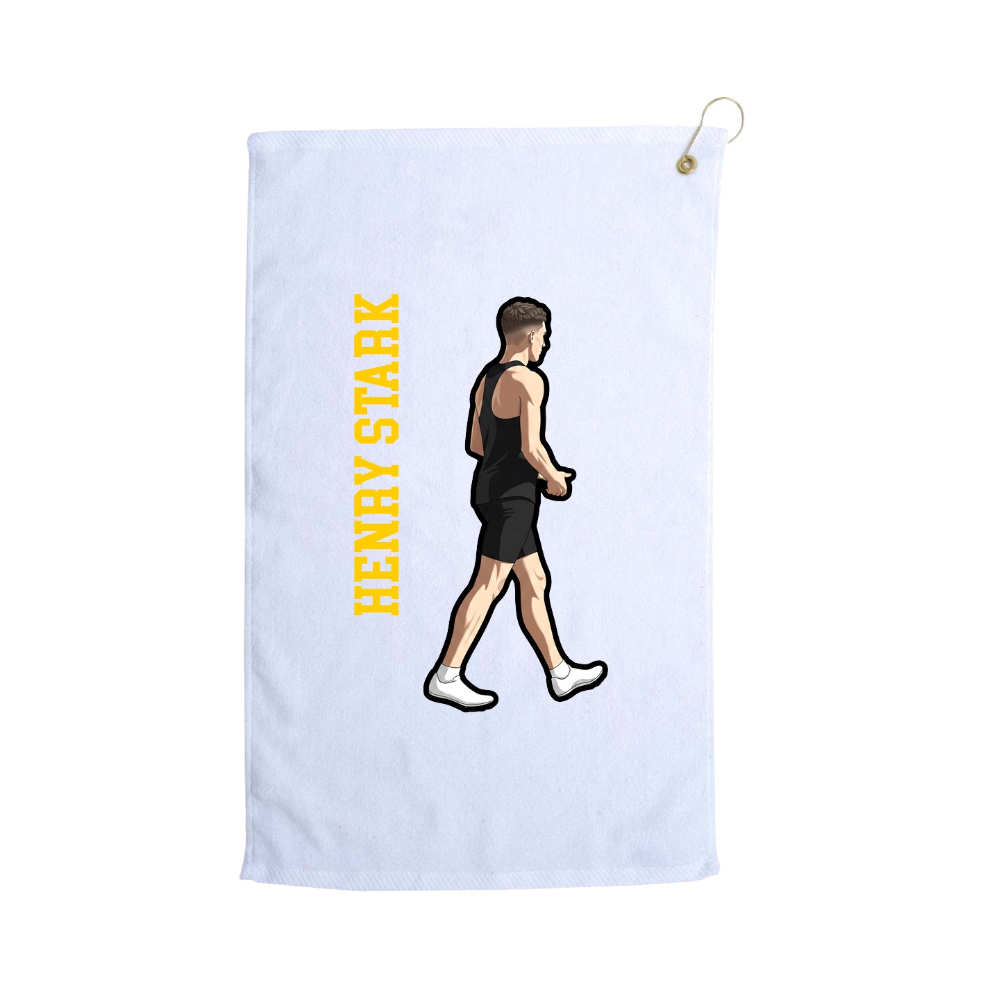 Golf Towel — Name Vertical in White