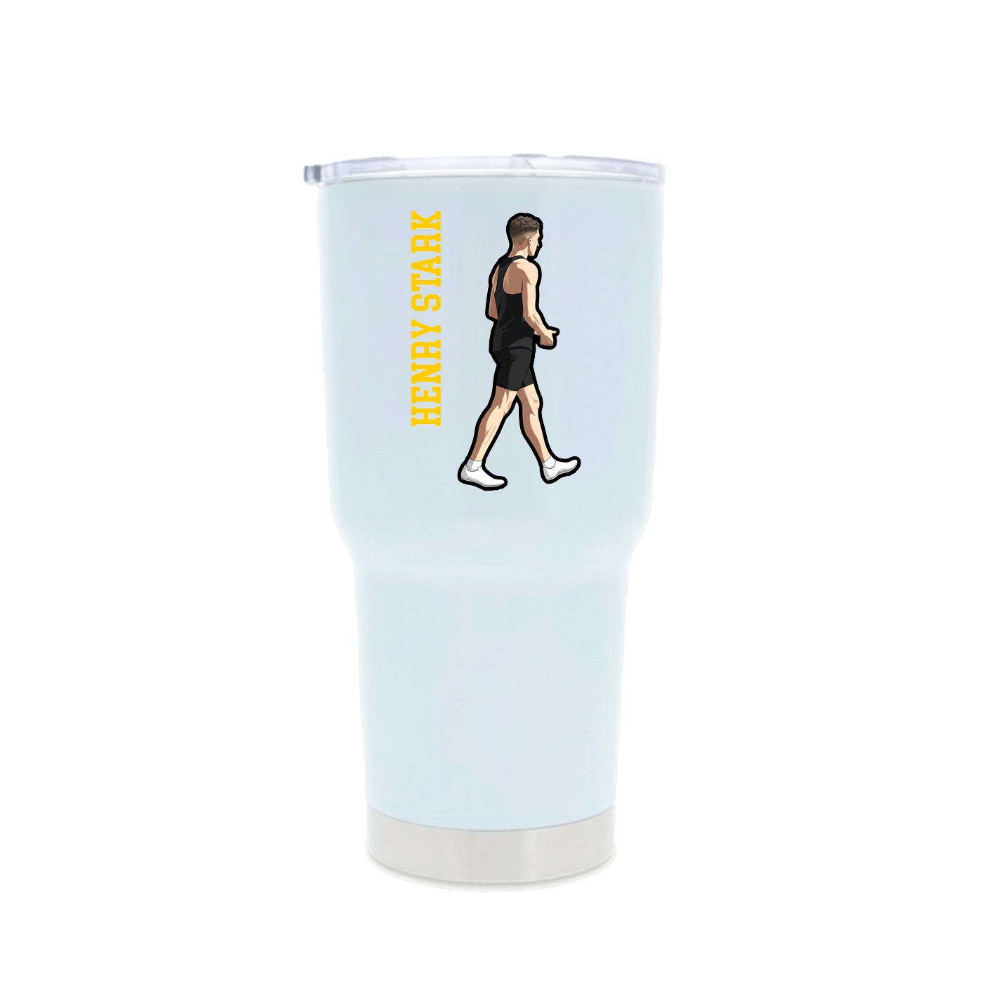 30oz Stainless Steel Tumbler — Name Vertical in White