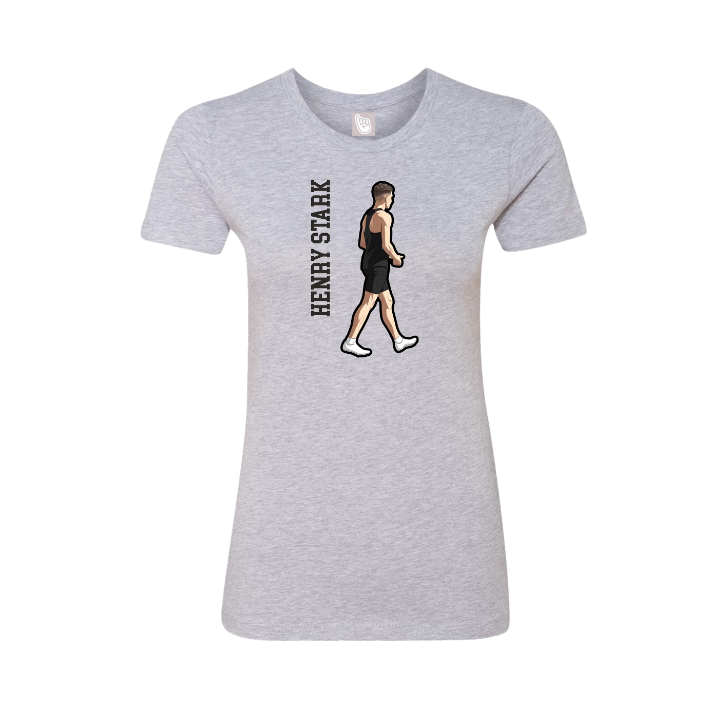 Womens Tee — Name Vertical in Grey