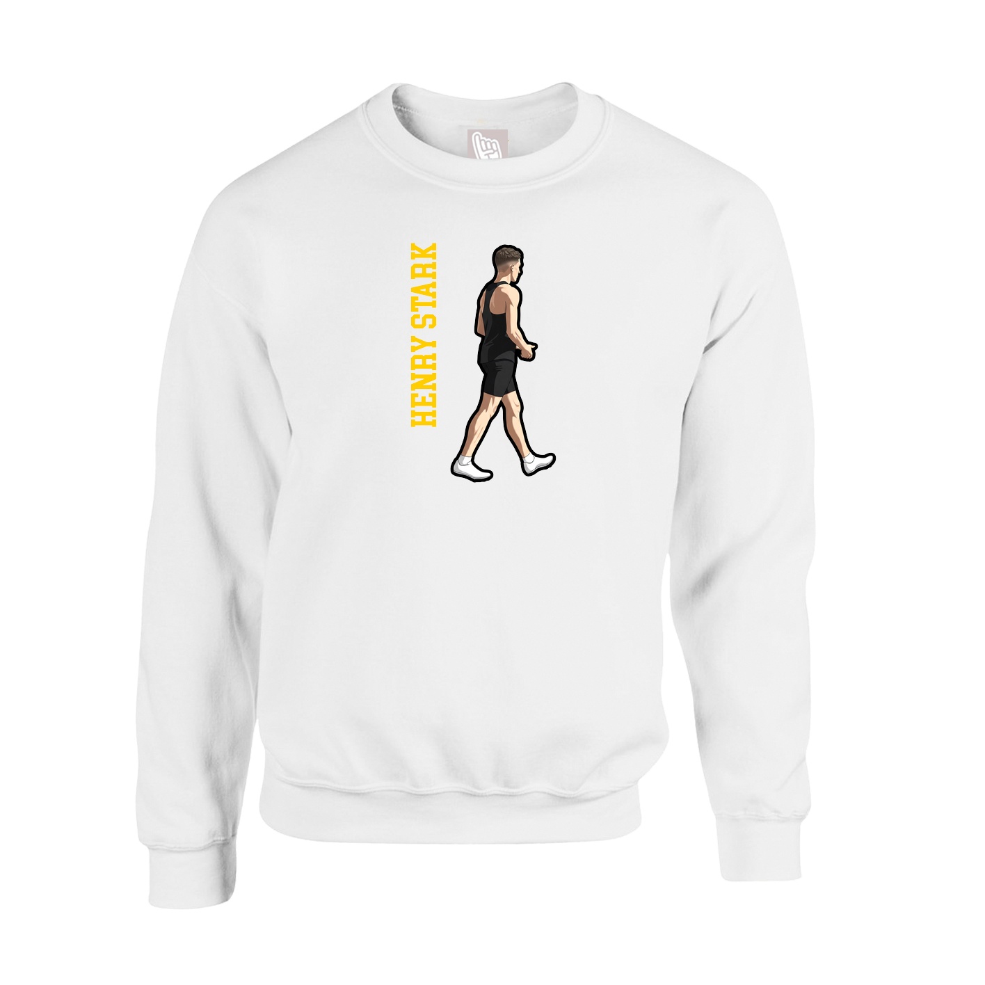 Fleece Crew — Name Vertical in White