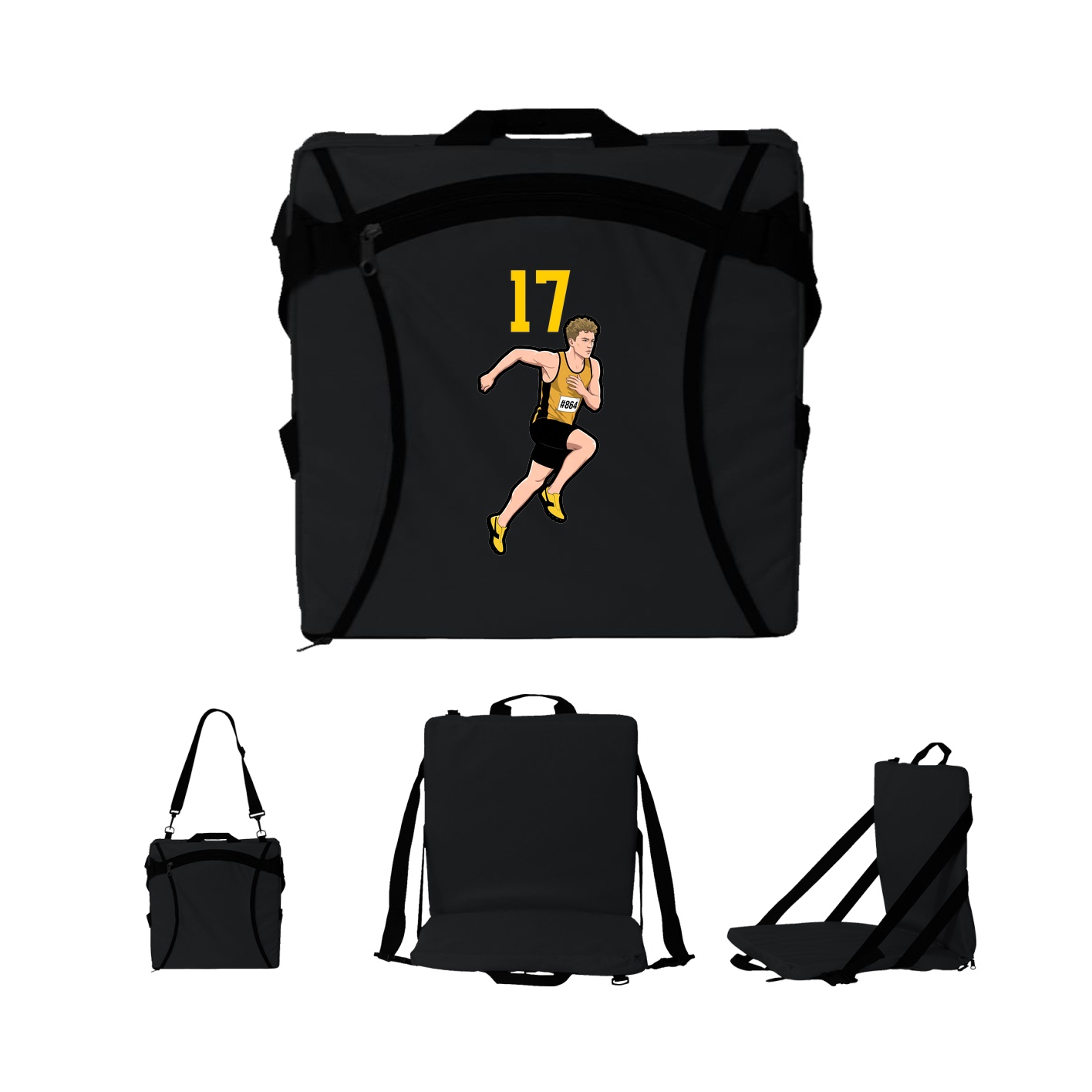Folding Stadium Seat — Number Top in Black
