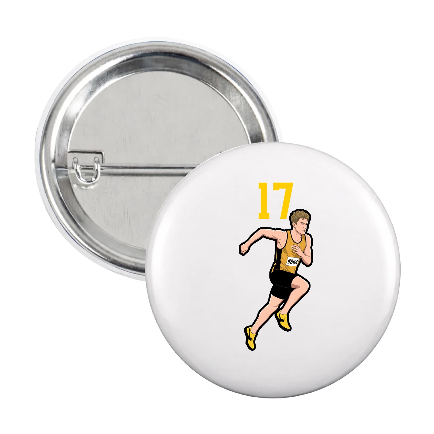Game Day Button — Number Top in White