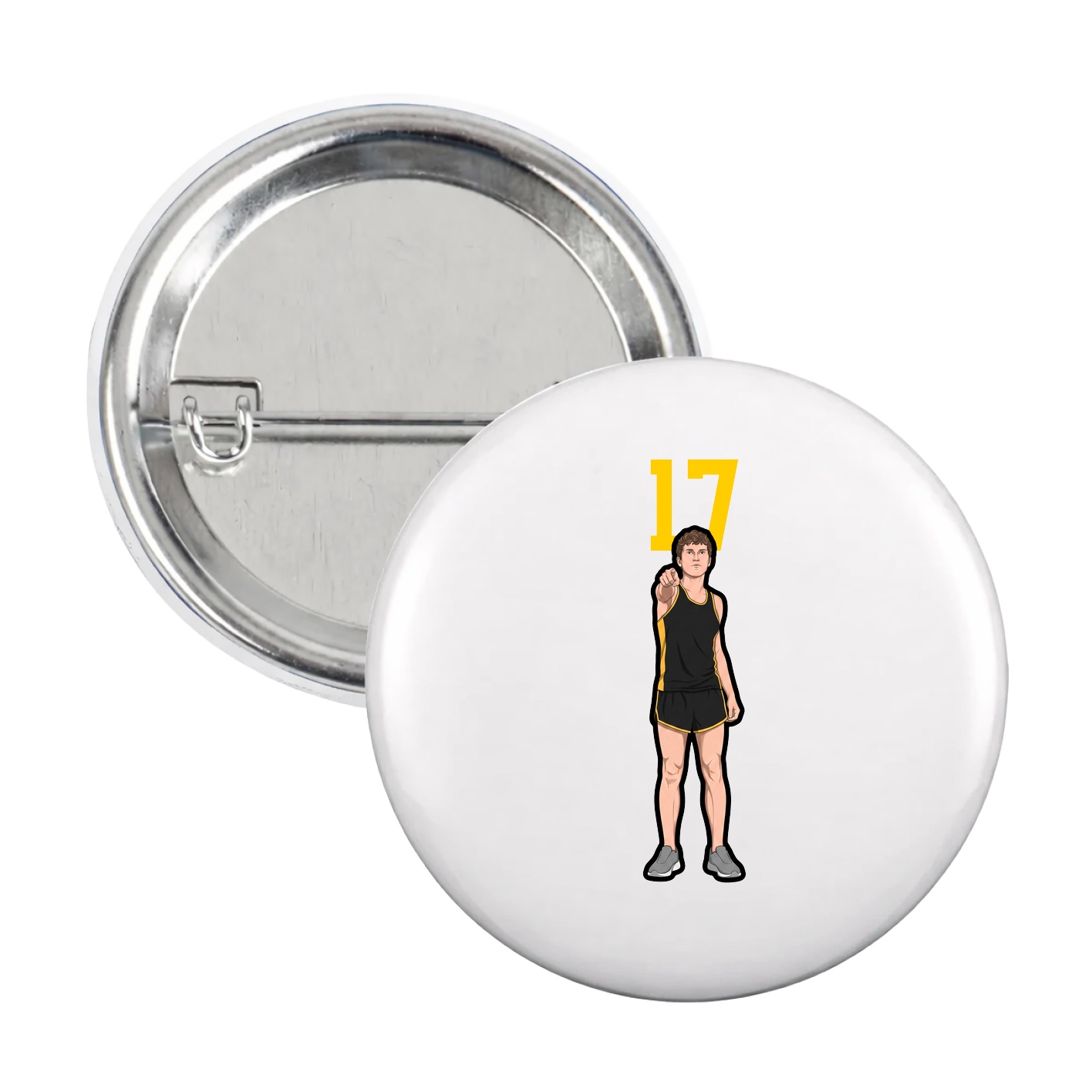Game Day Button — Number Top in White