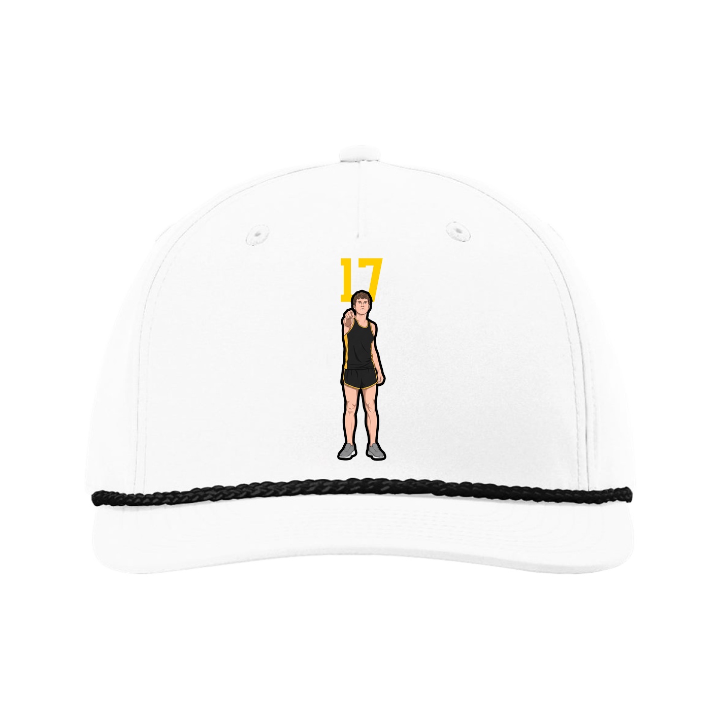 Five-Panel Classic Rope Cap — Number Top in White