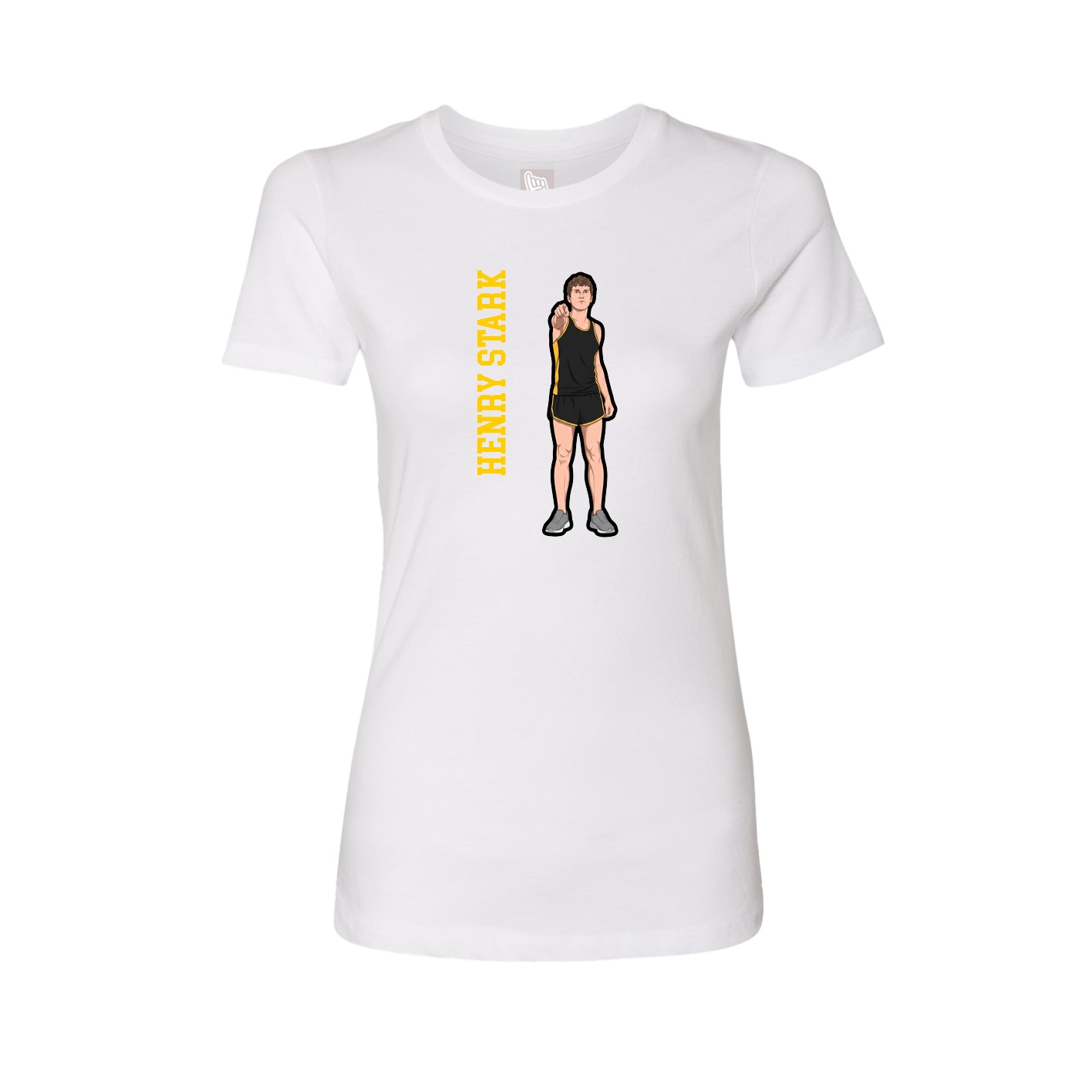 Fitted Women's Tee — Name Vertical in White