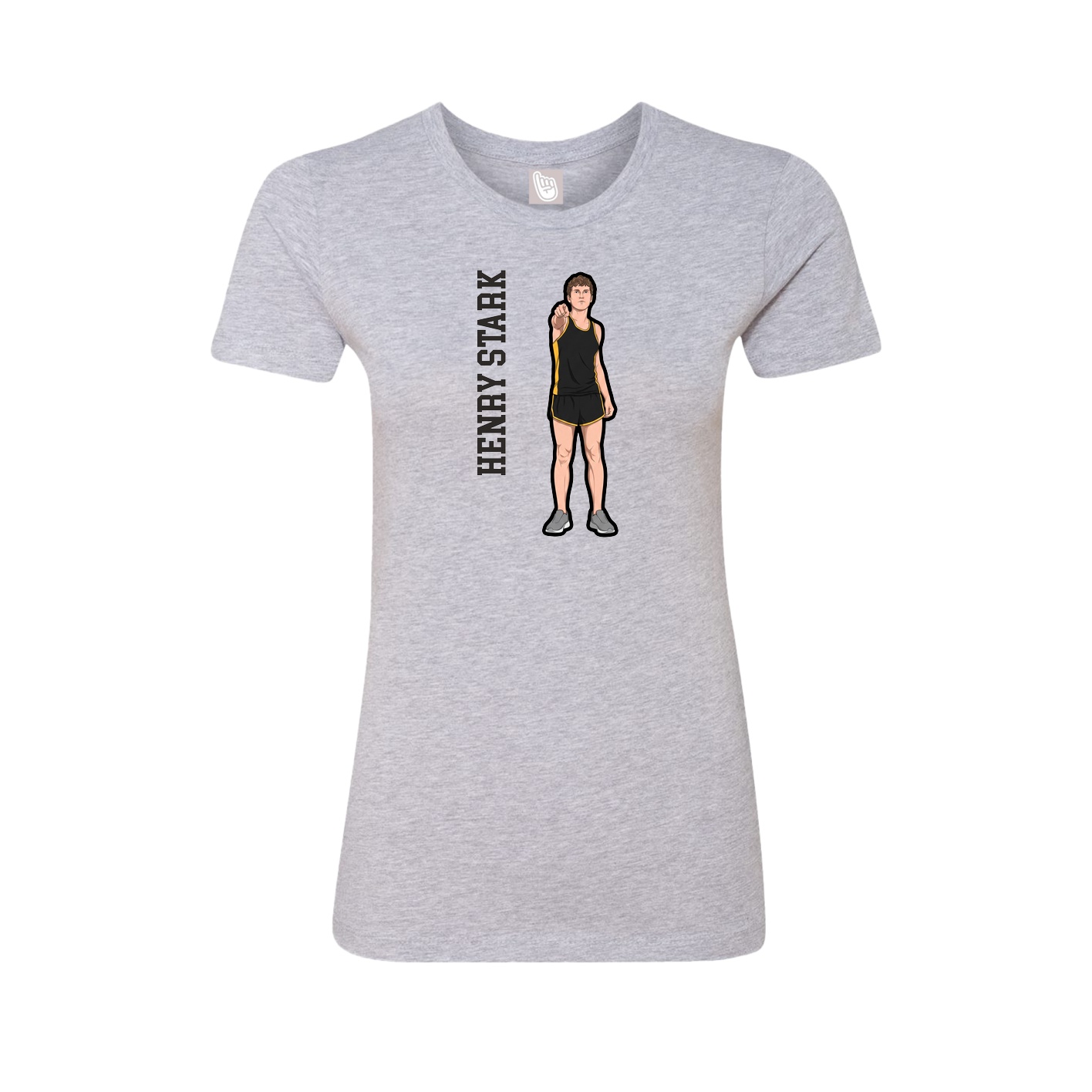 Womens Tee — Name Vertical in Grey