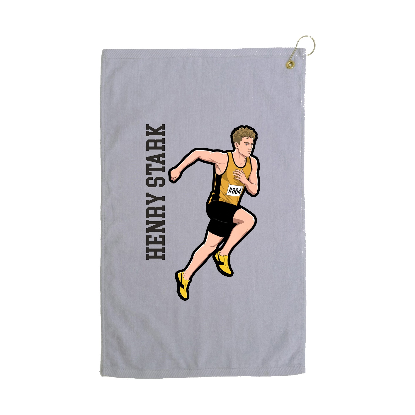 Golf Towel — Name Vertical in Grey