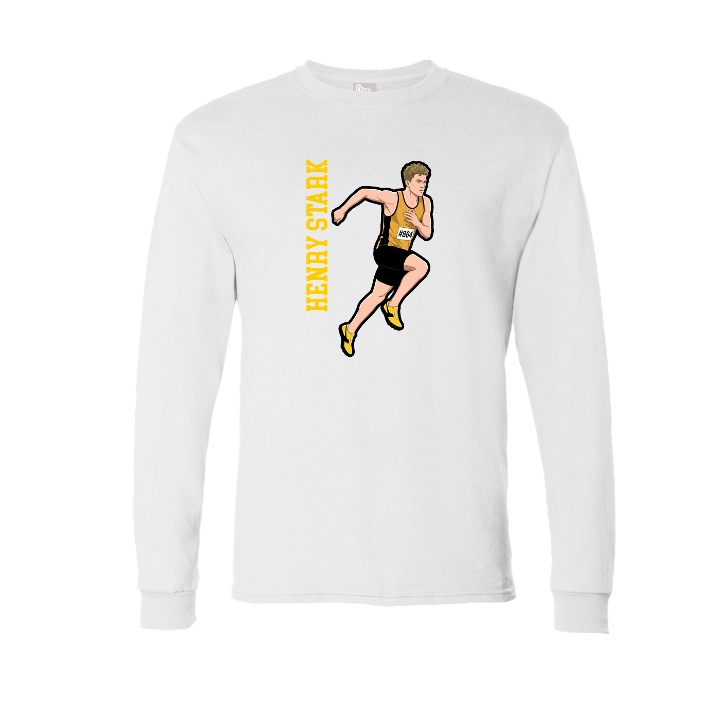 Long Sleeve Tee — Name Vertical in White