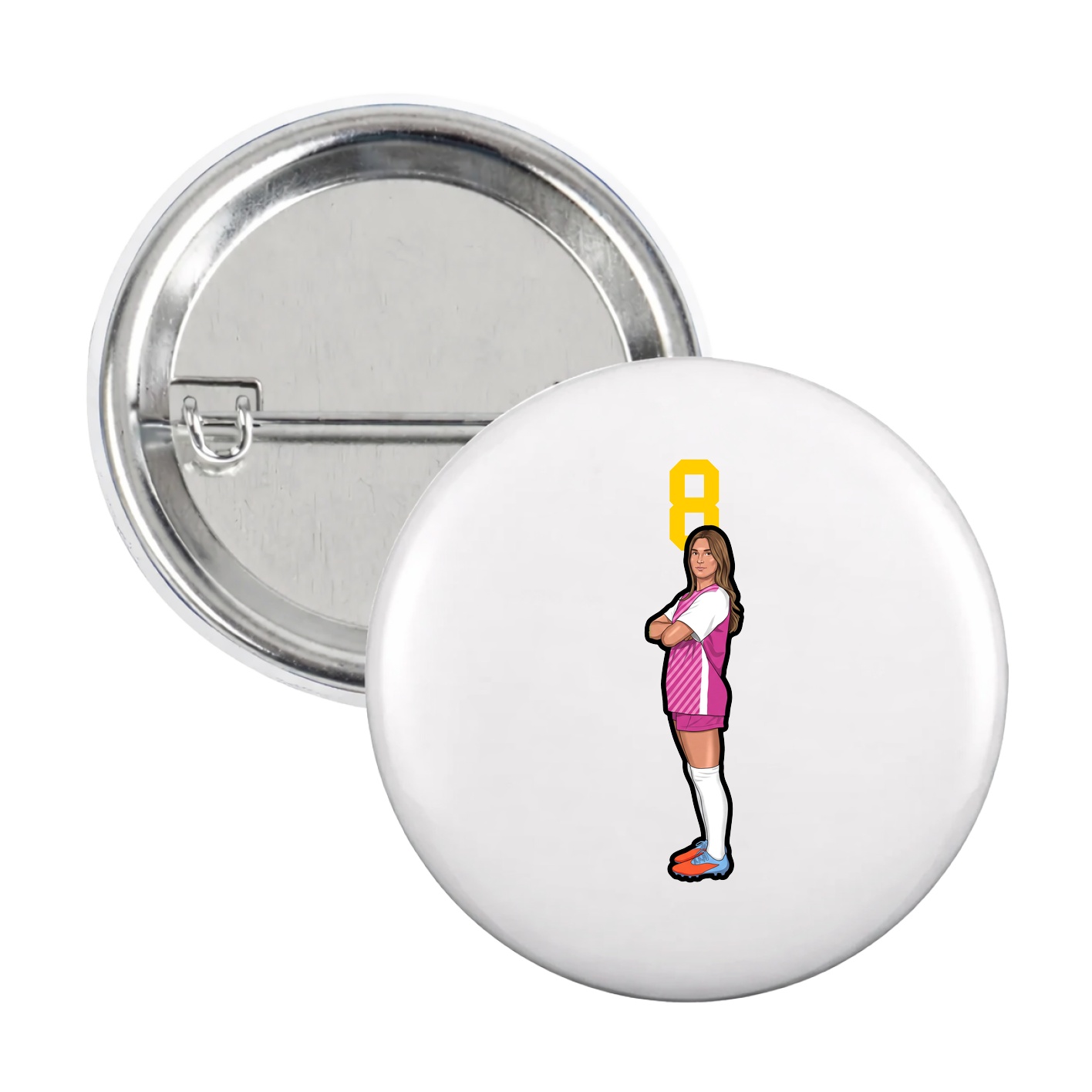 Game Day Button — Number Top in White