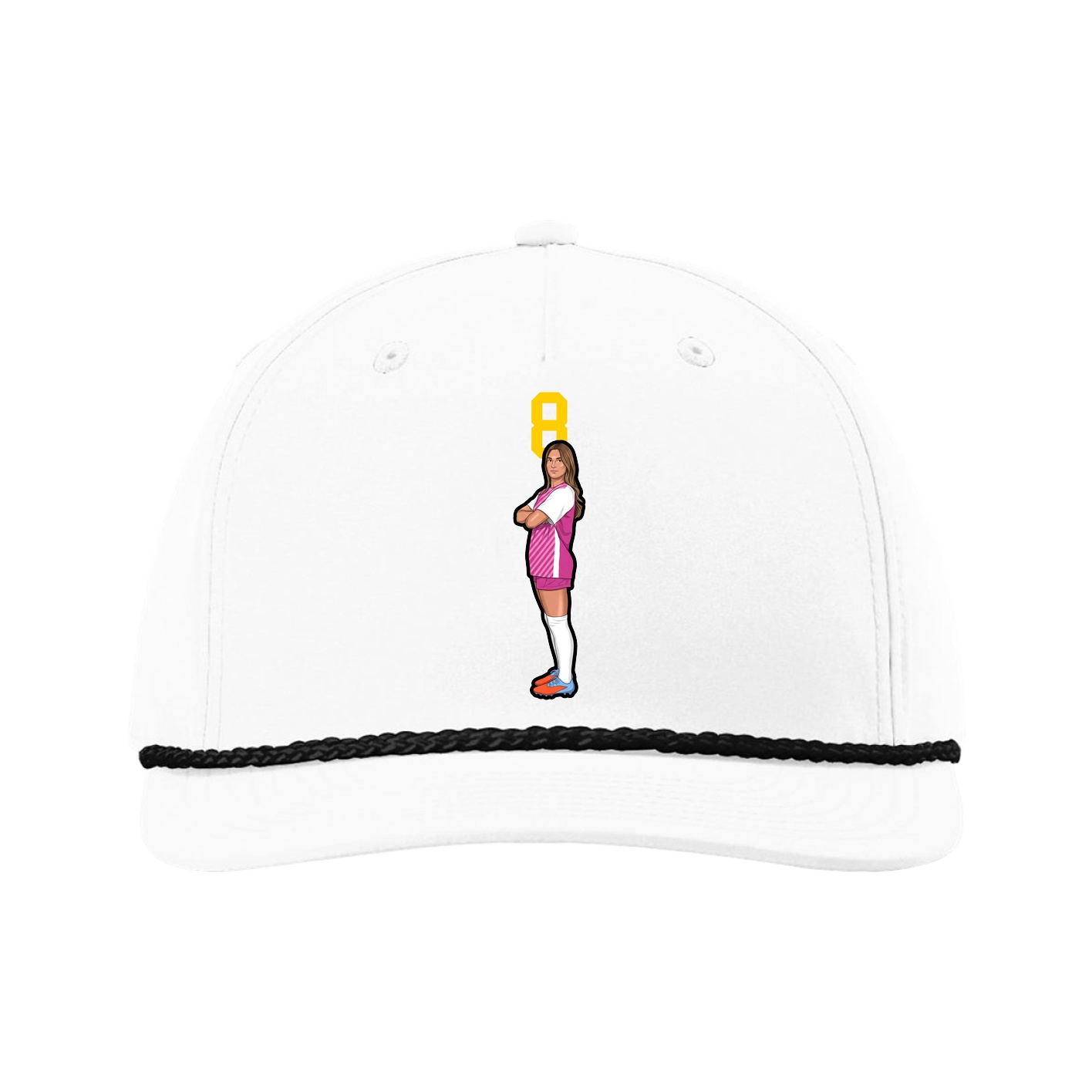 Five-Panel Classic Rope Cap — Number Top in White