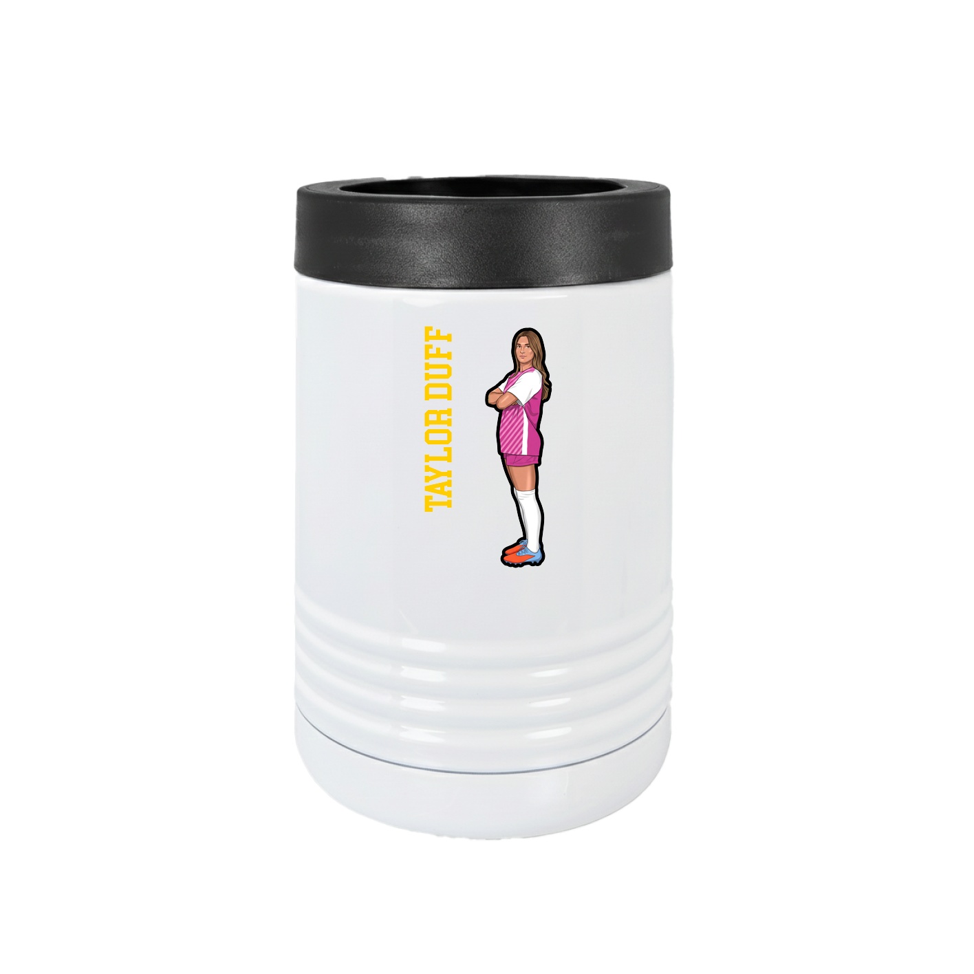 Beverage Holder — Name Vertical in White