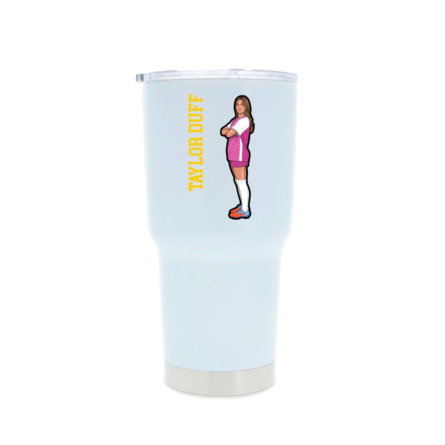 30oz Stainless Steel Tumbler — Name Vertical in White