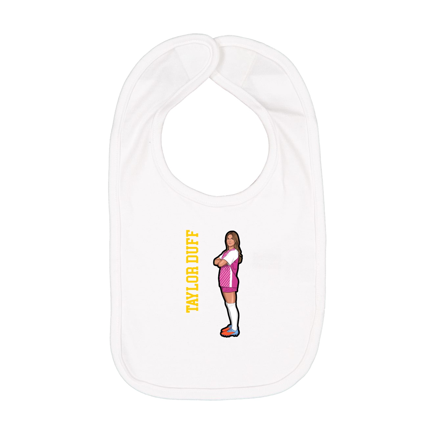 Infant Bib — Name Vertical in White