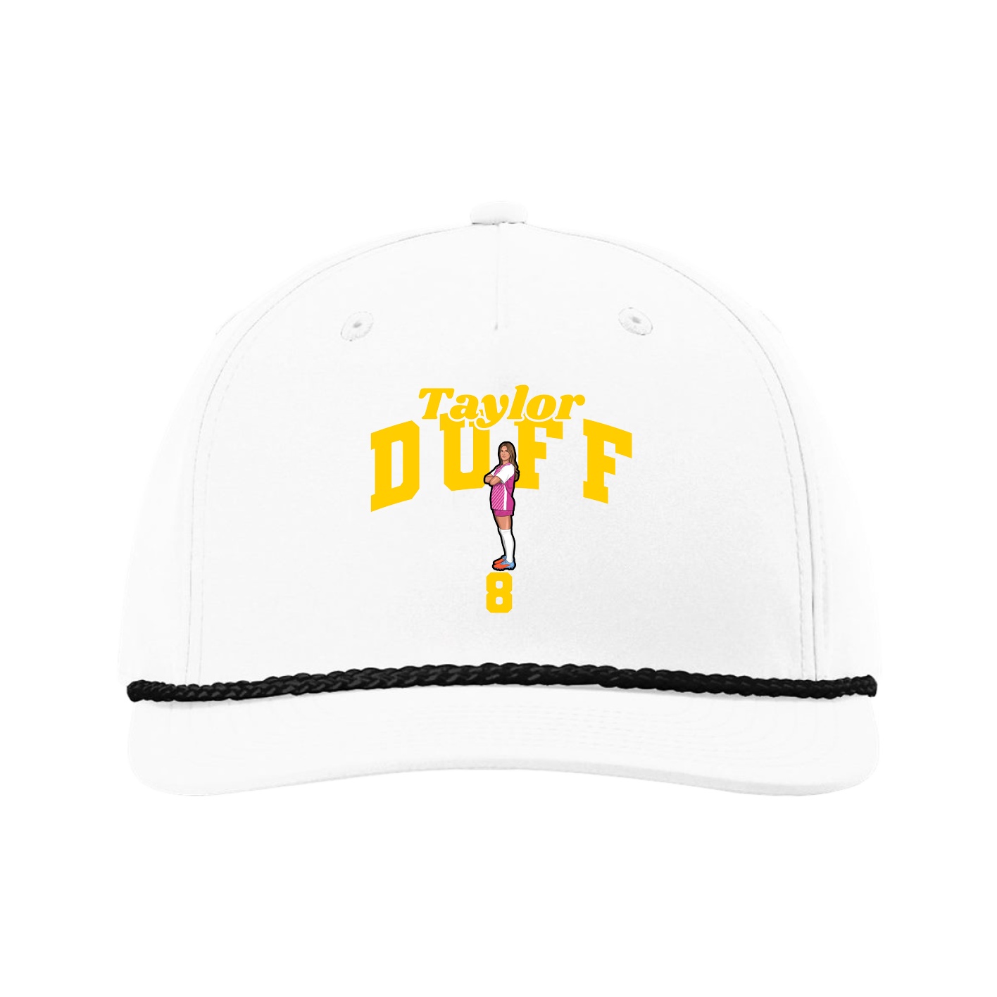 Five-Panel Classic Rope Cap — Signature Arch in White