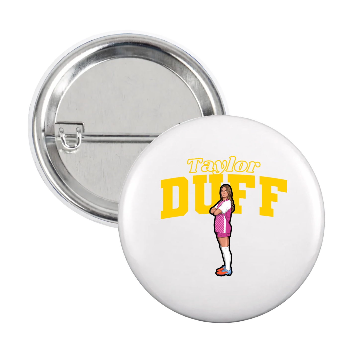 Game Day Button — Name Arch in White