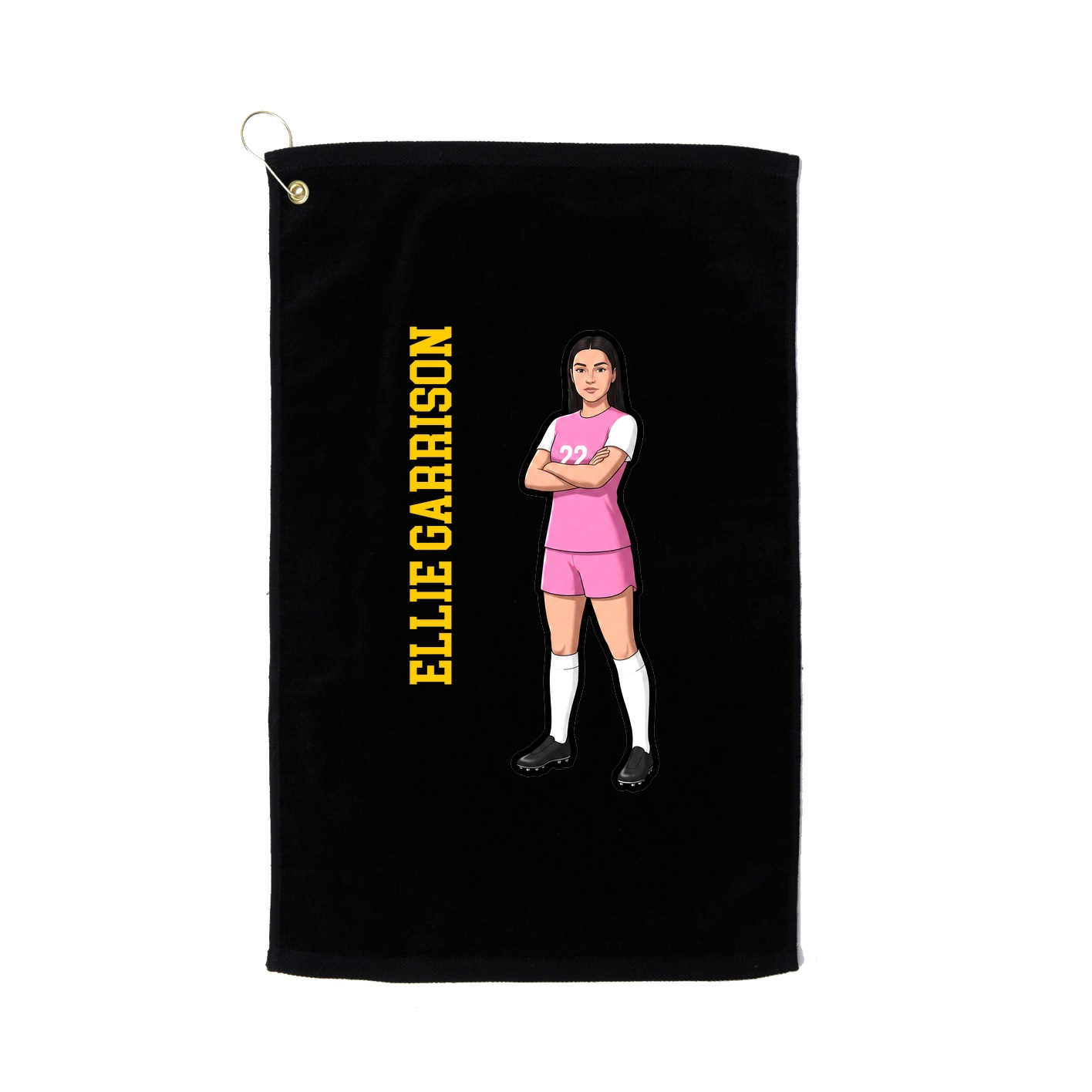 Golf Towel — Name Vertical in Black