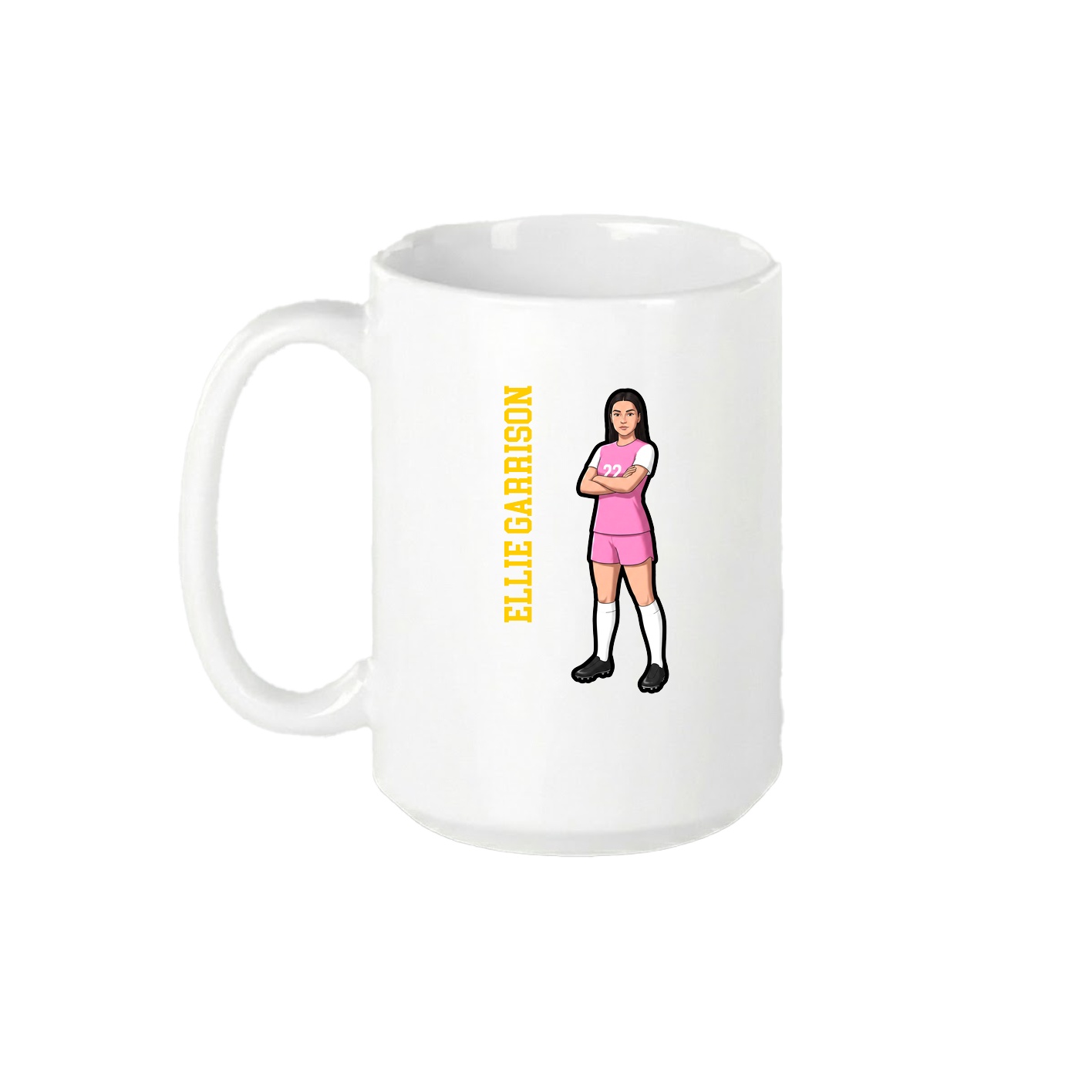 15oz Coffee Mug — Name Vertical in White