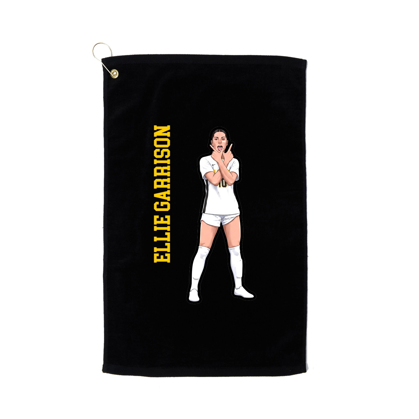 Golf Towel — Name Vertical in Black