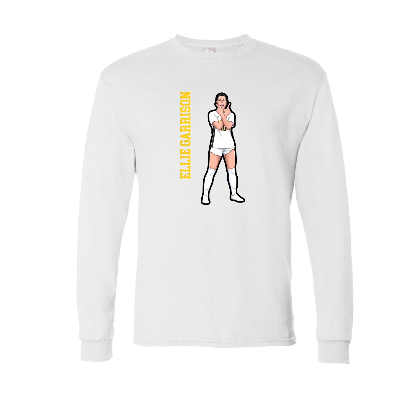 Long Sleeve Tee — Name Vertical in White
