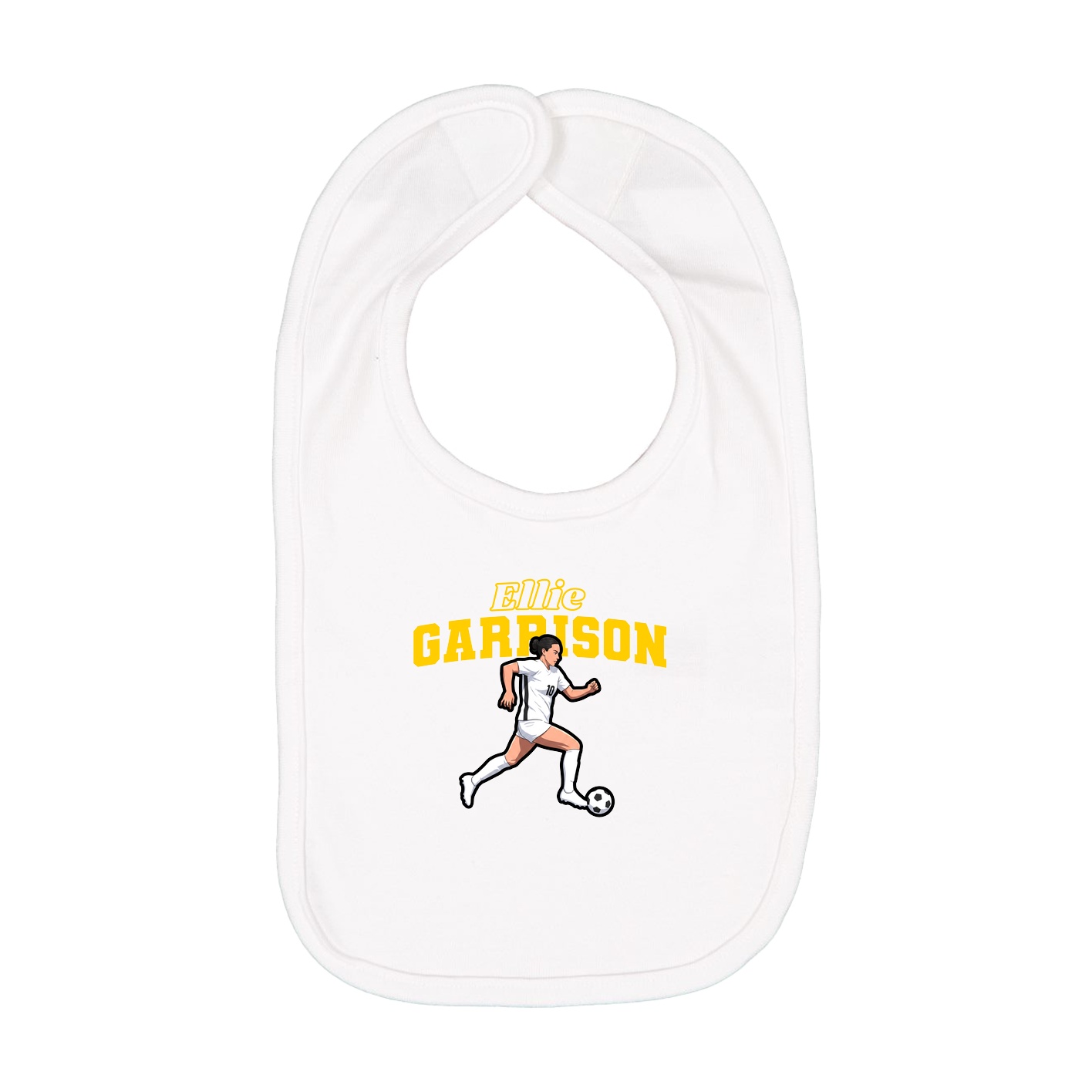 Infant Bib — Name Arch in White