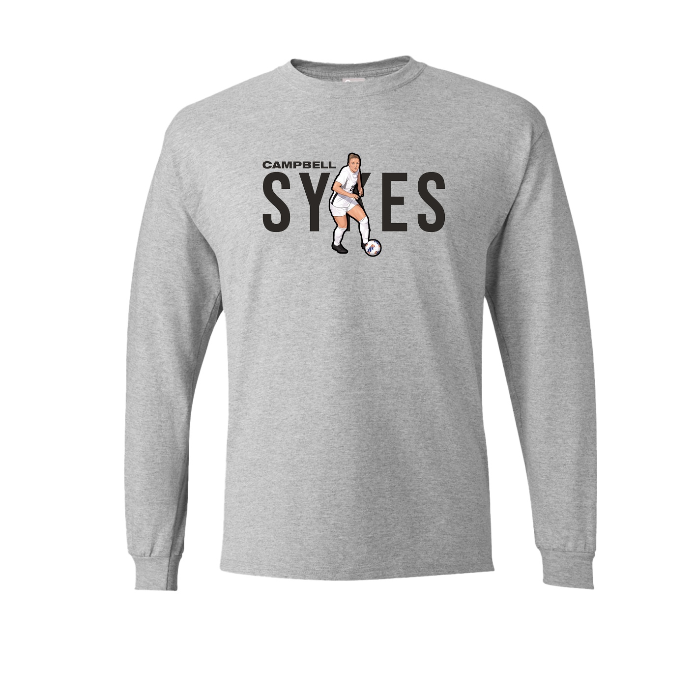 Long Sleeve Tee — Player Name in Grey