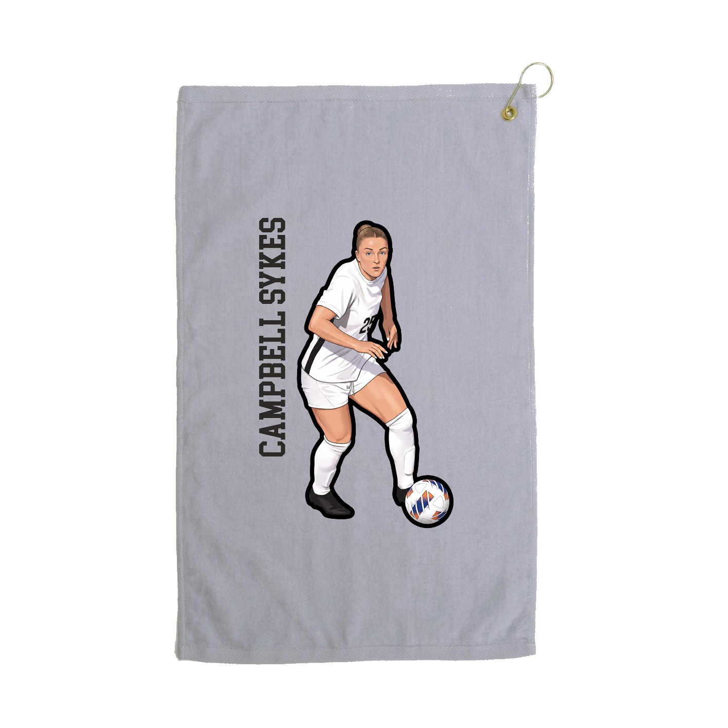 Golf Towel — Name Vertical in Grey