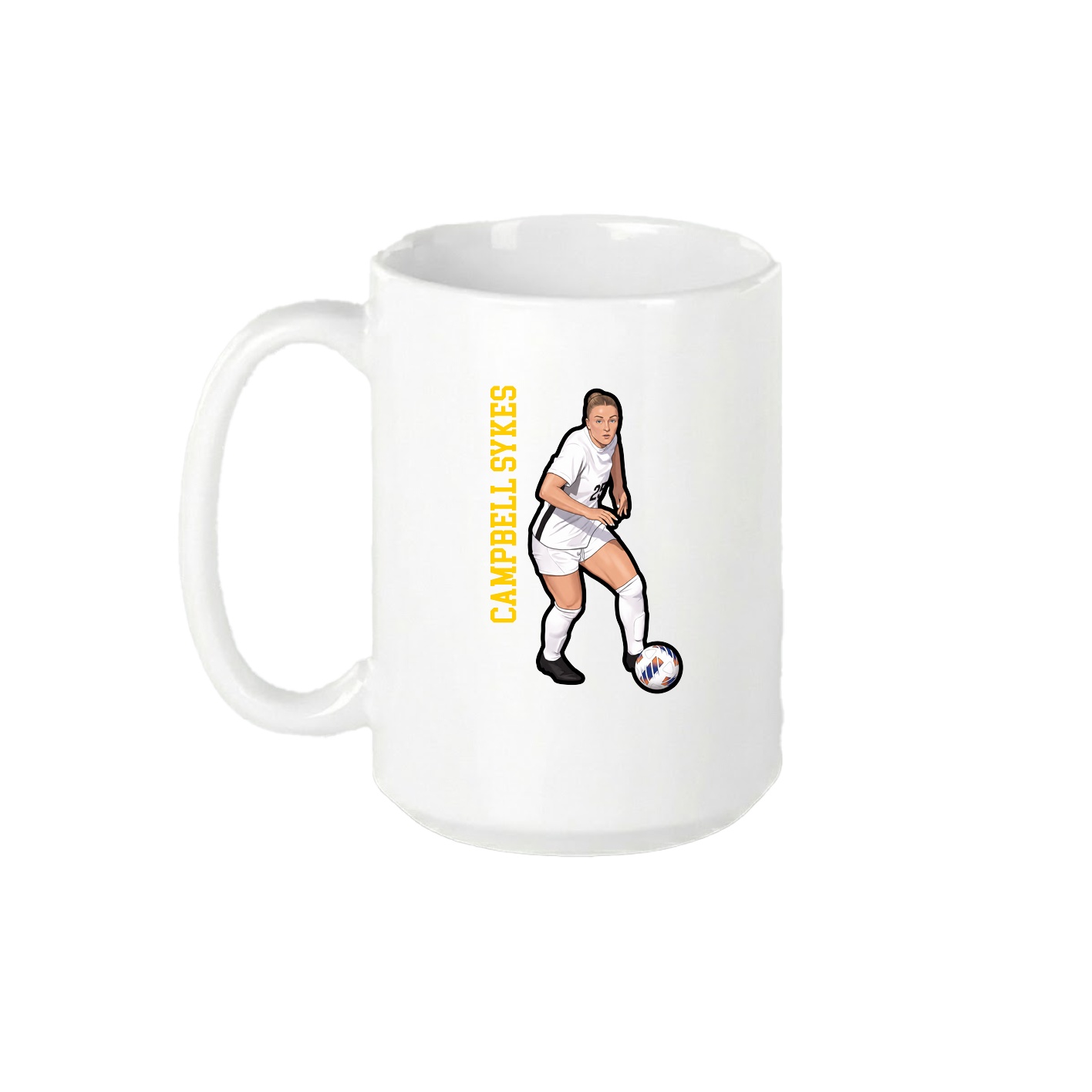 15oz Coffee Mug — Name Vertical in White