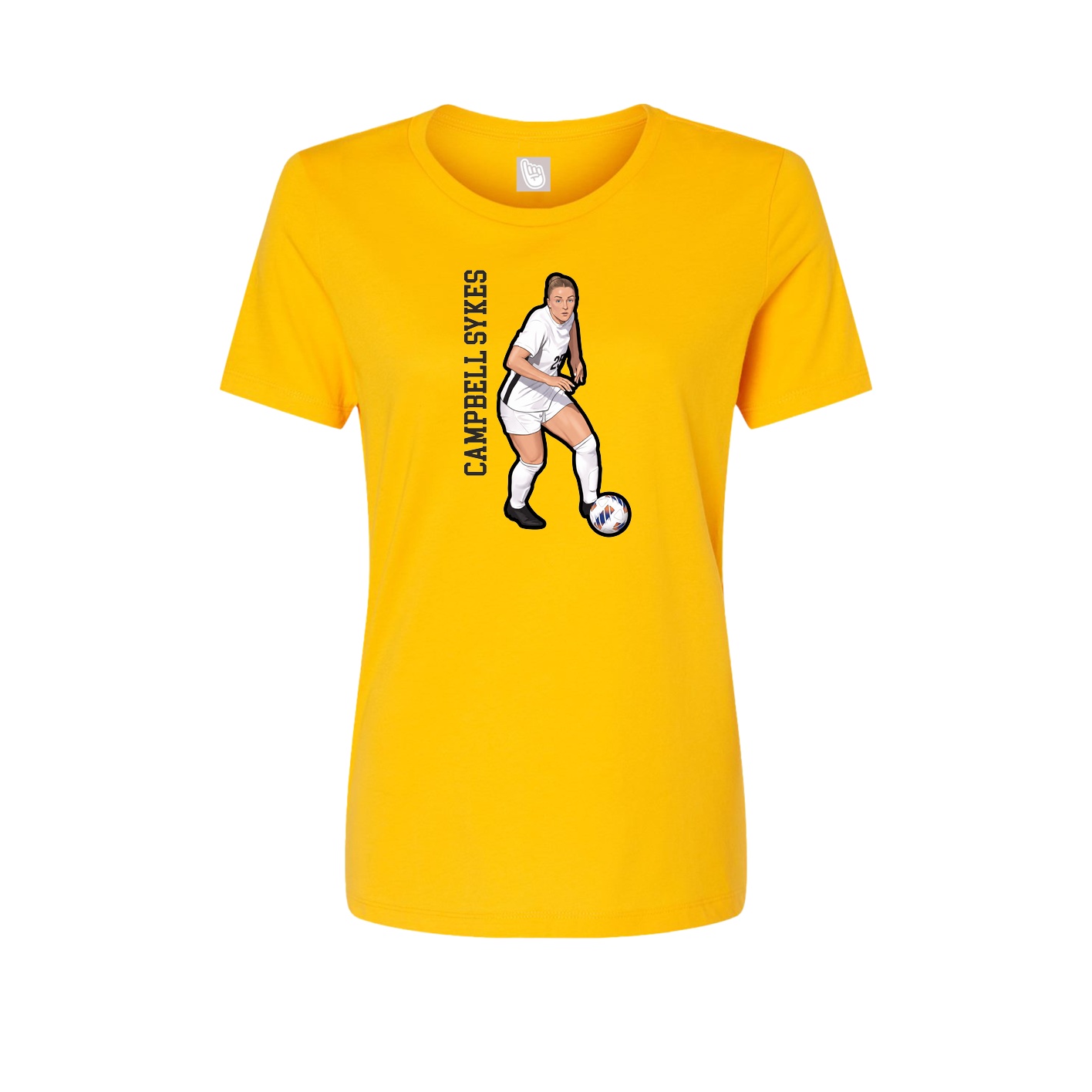Fitted Women's Tee — Name Vertical in Gold