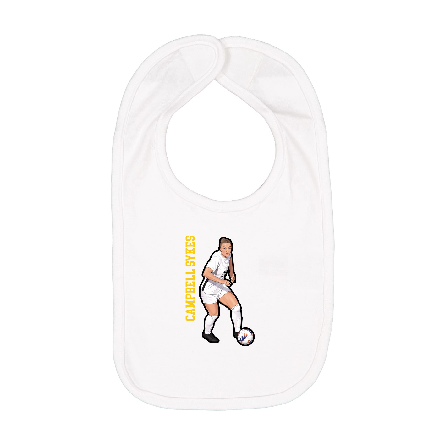 Infant Bib — Name Vertical in White
