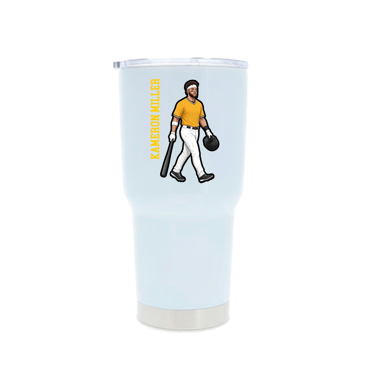 30oz Stainless Steel Tumbler — Name Vertical in White