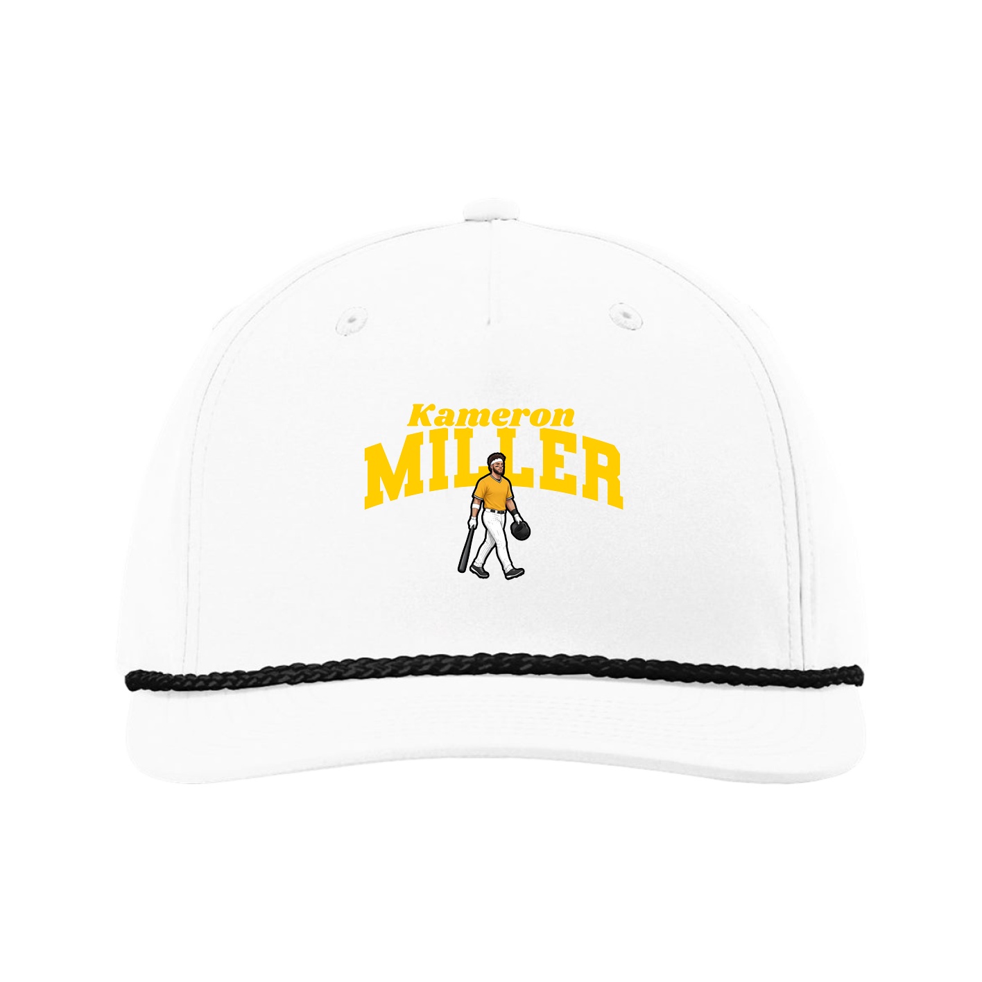 Five-Panel Classic Rope Cap — Signature Arch in White