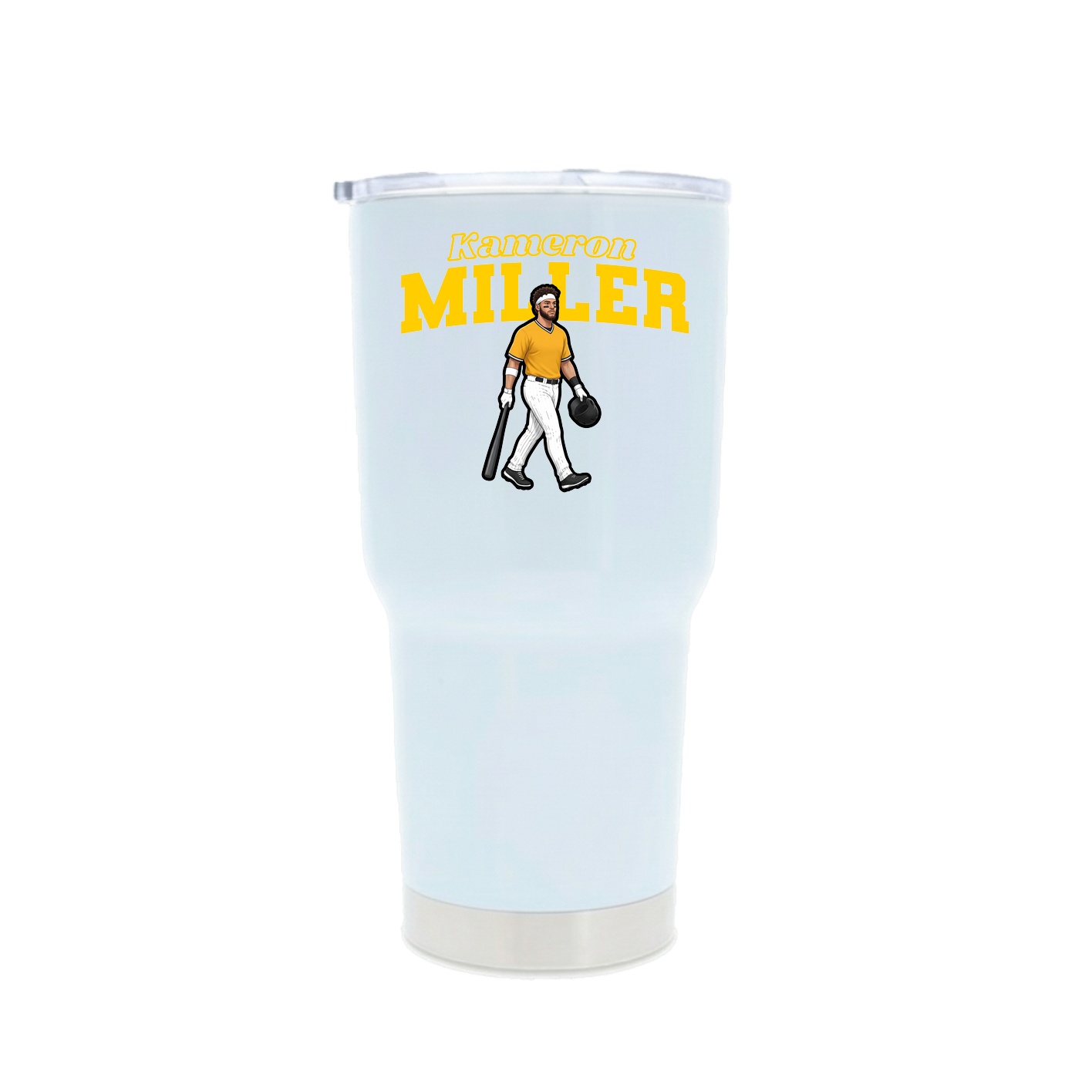 30oz Stainless Steel Tumbler — Name Arch in White