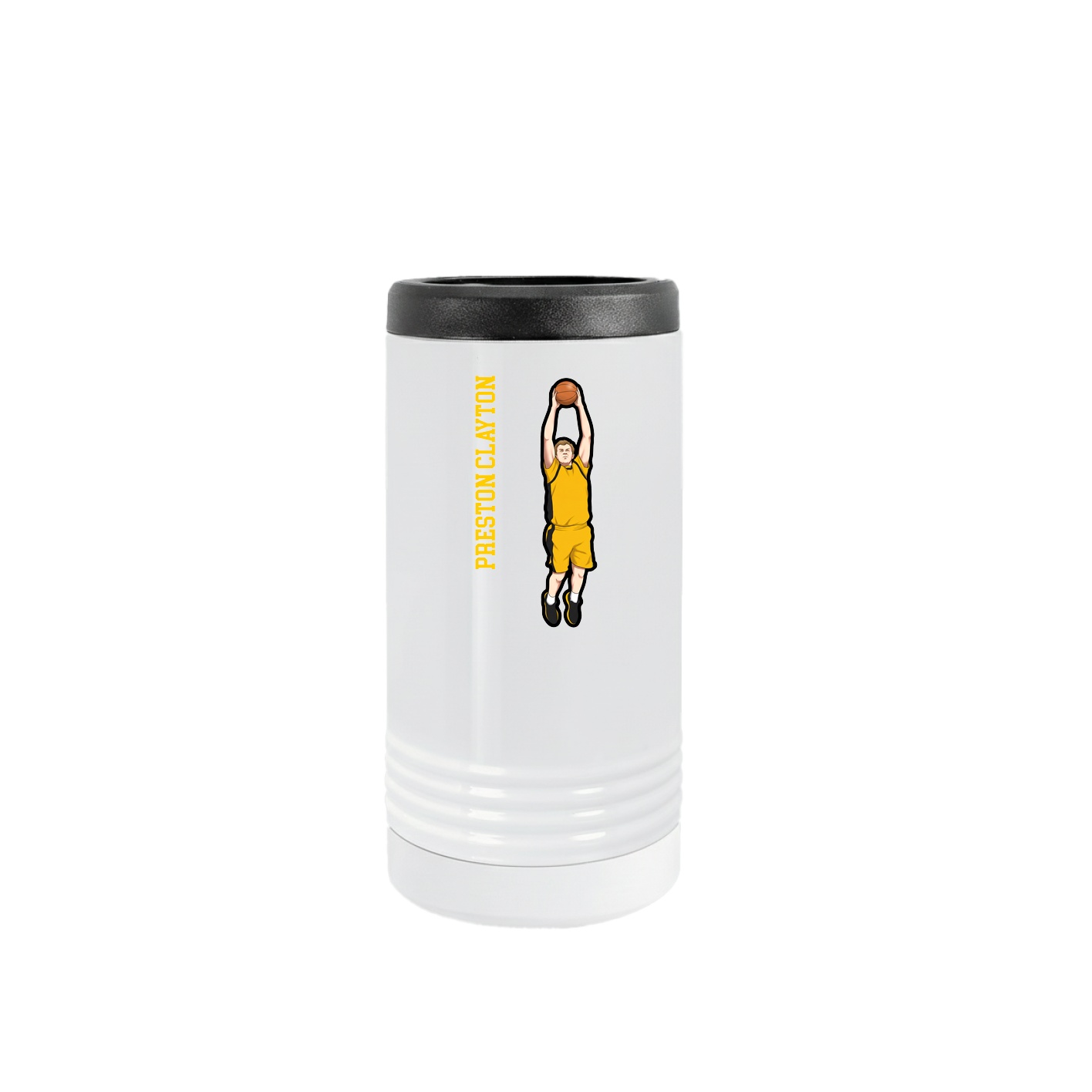 Slim Beverage Holder — Name Vertical in White