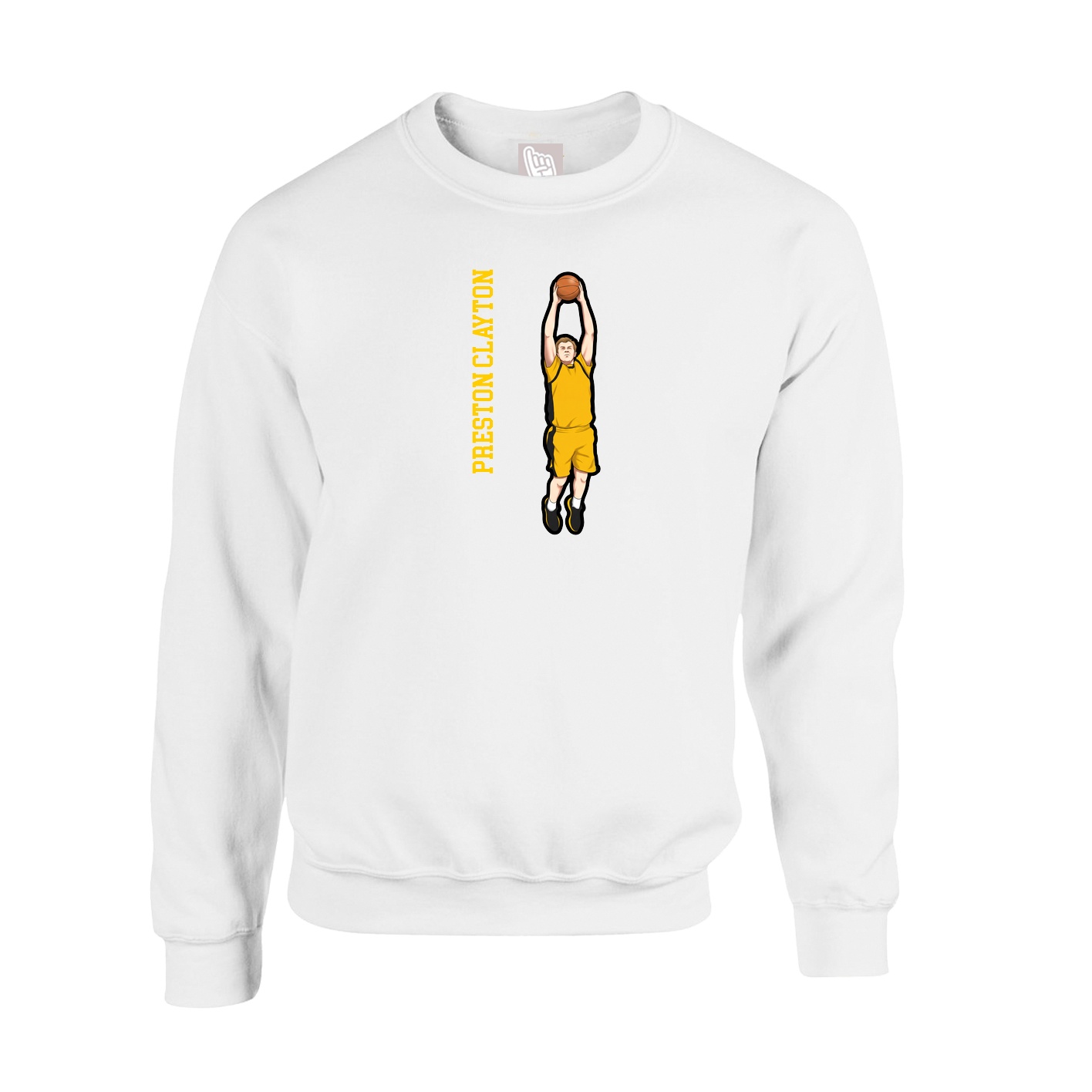 Fleece Crew — Name Vertical in White