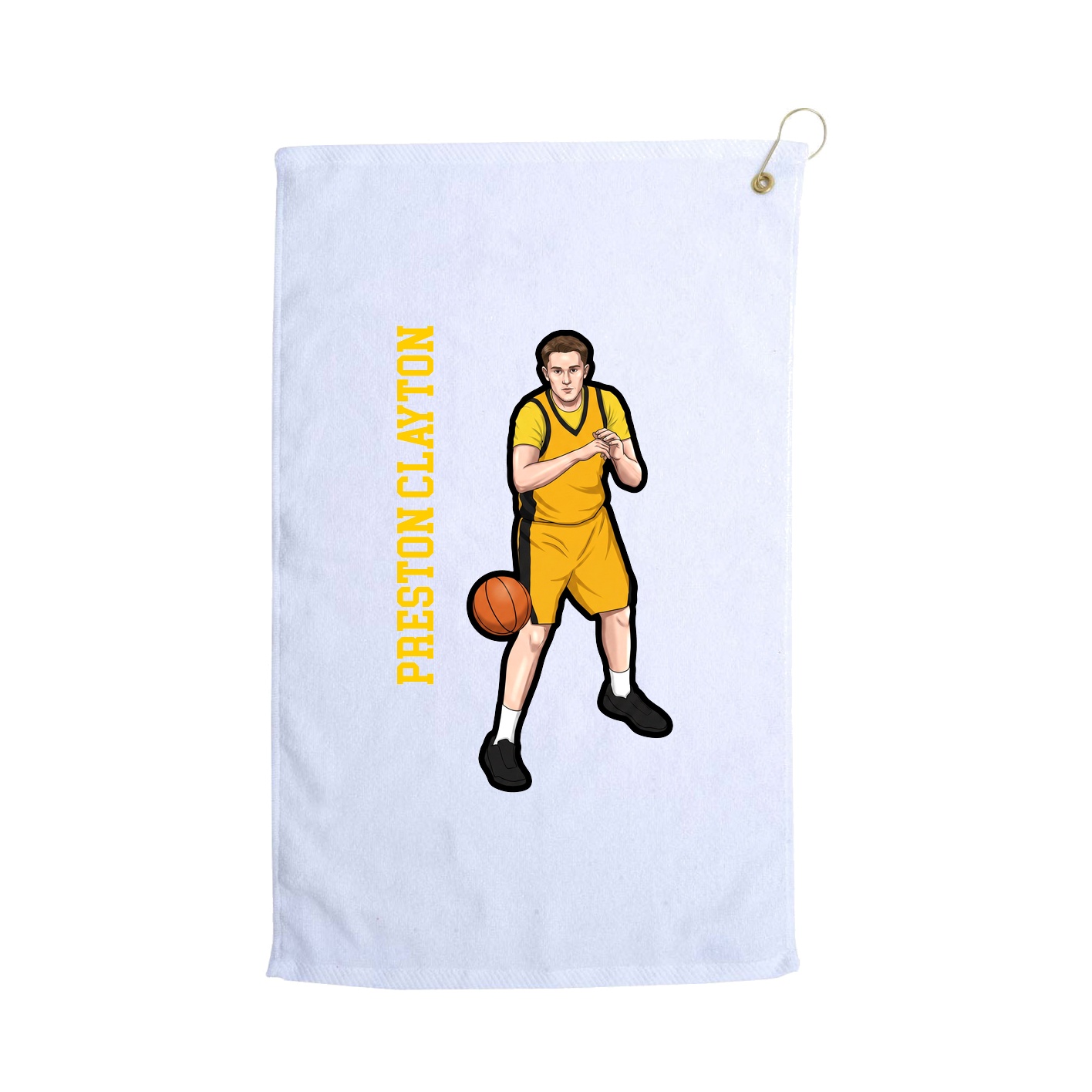 Golf Towel — Name Vertical in White