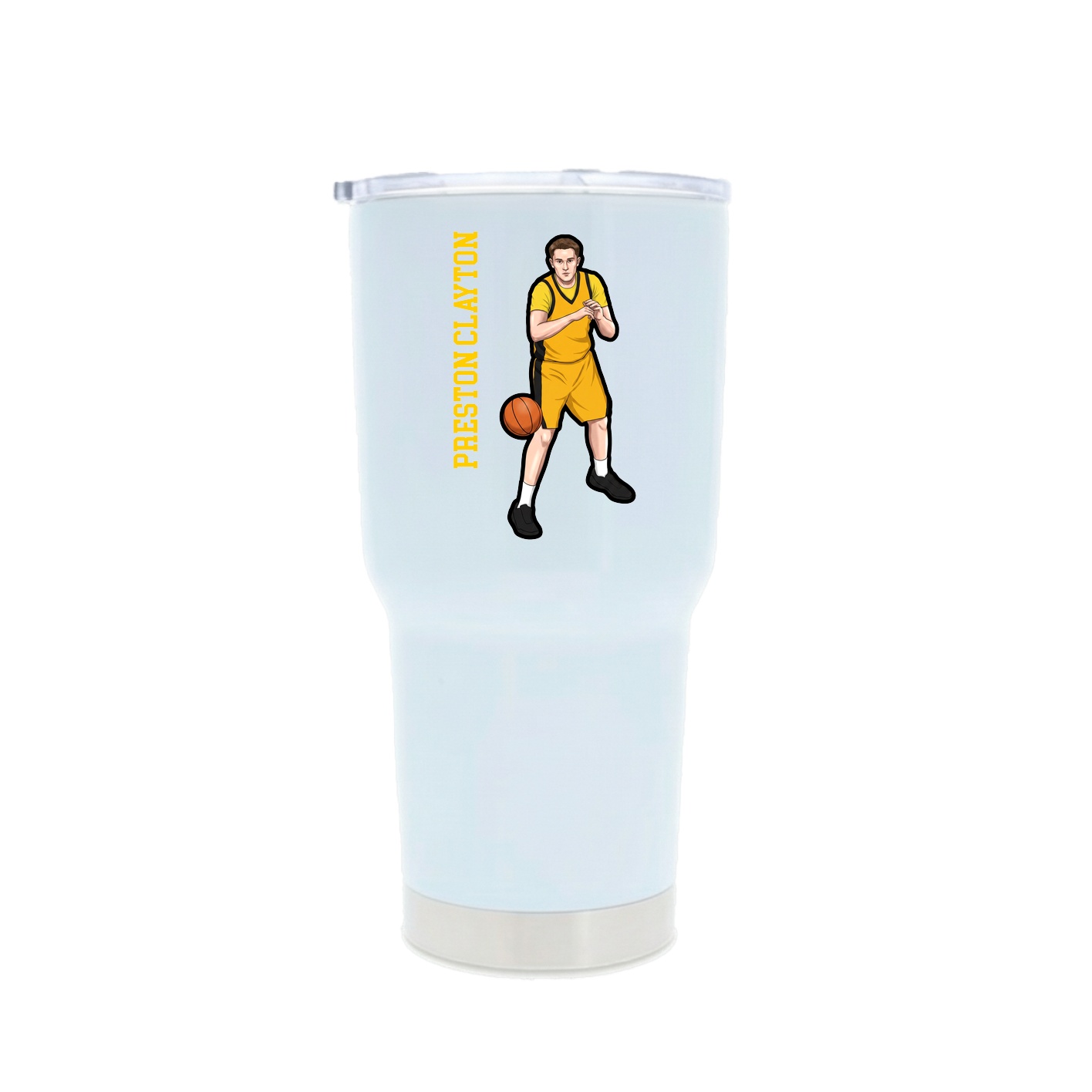 30oz Stainless Steel Tumbler — Name Vertical in White