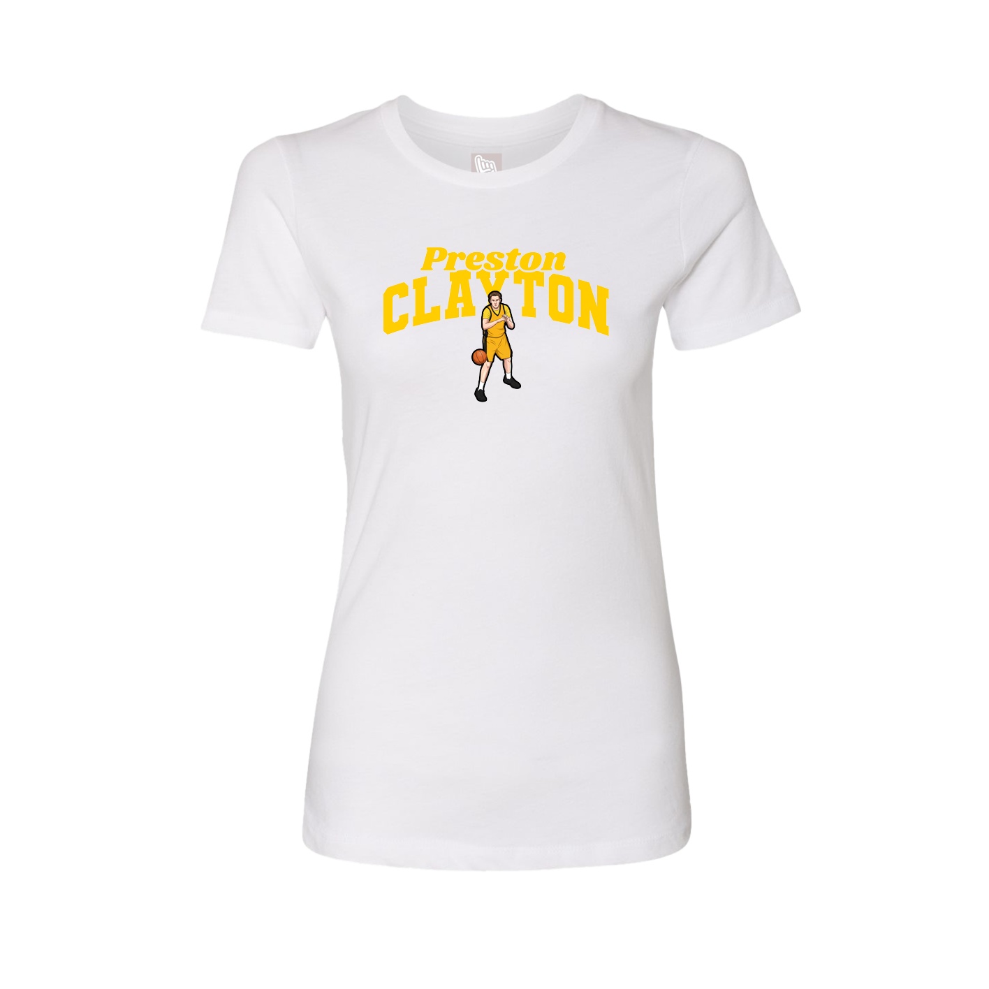 Fitted Women's Tee — Signature Arch in White
