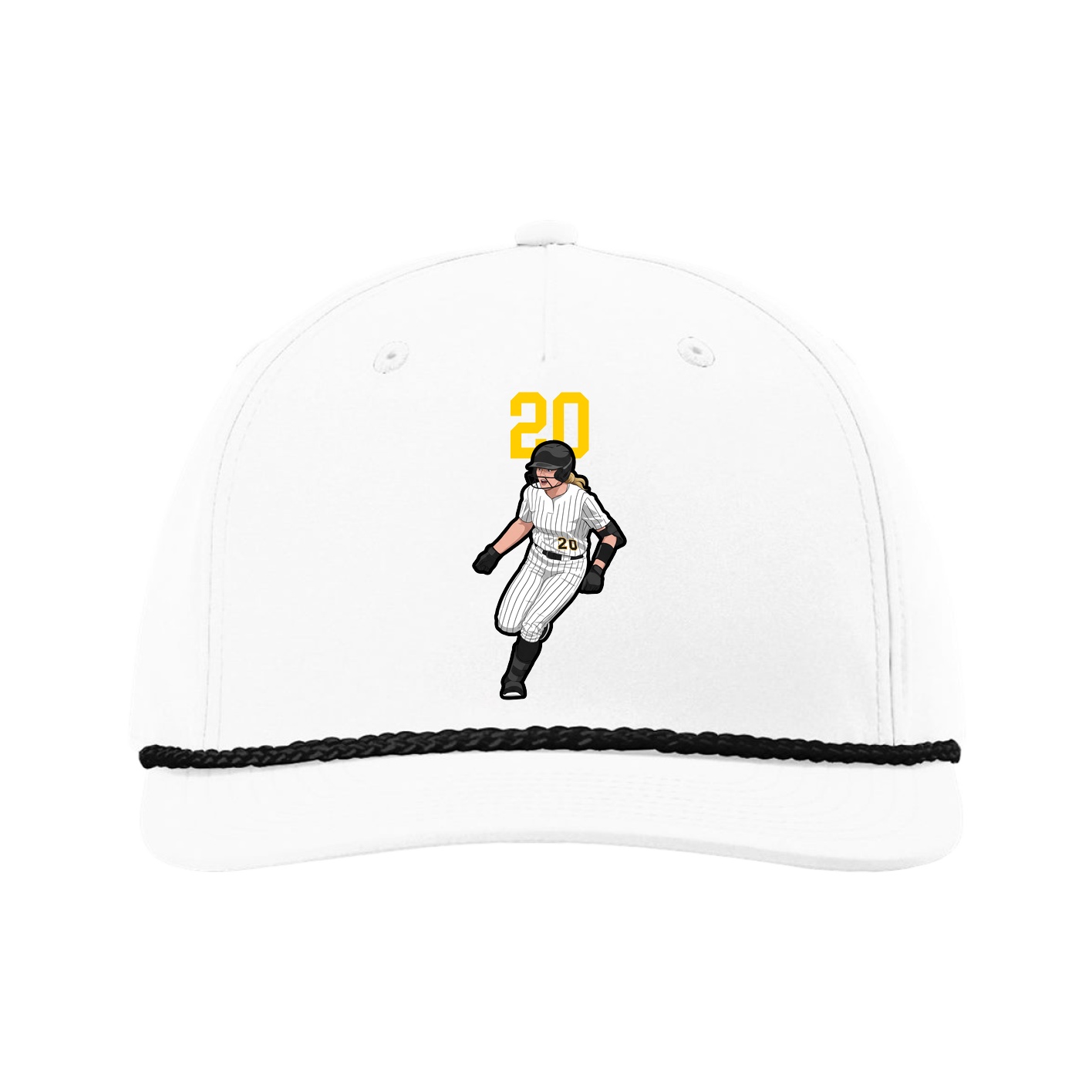 Five-Panel Classic Rope Cap — Number Top in White