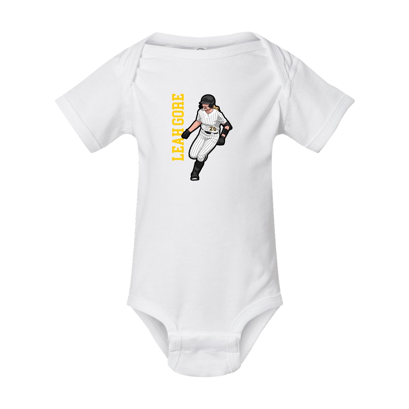 Baby Onesie — Name Vertical in White