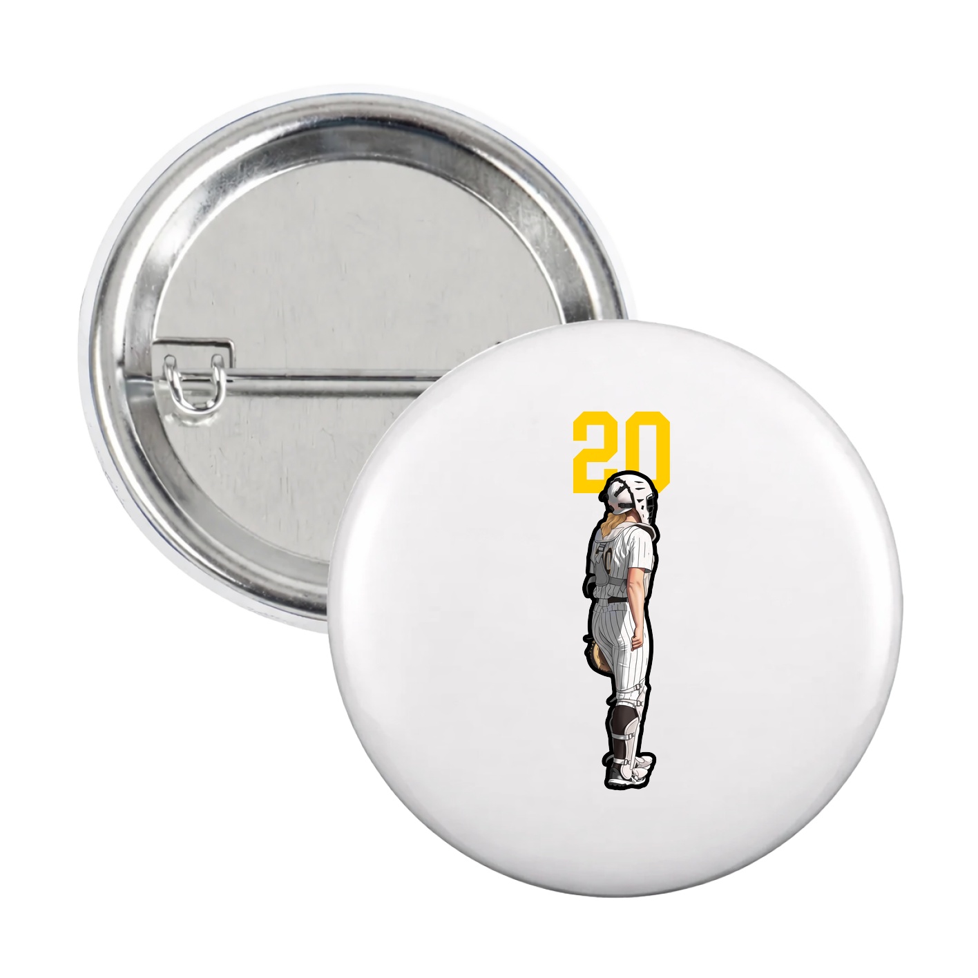Game Day Button — Number Top in White