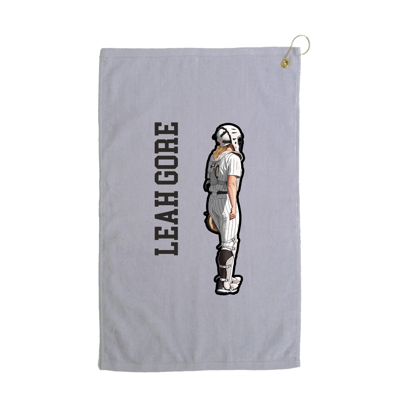 Golf Towel — Name Vertical in Grey