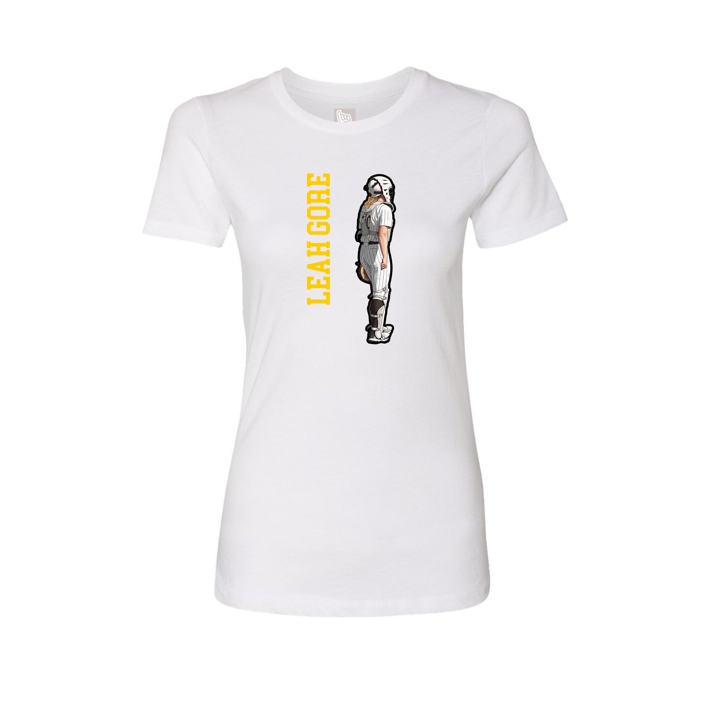 Fitted Women's Tee — Name Vertical in White